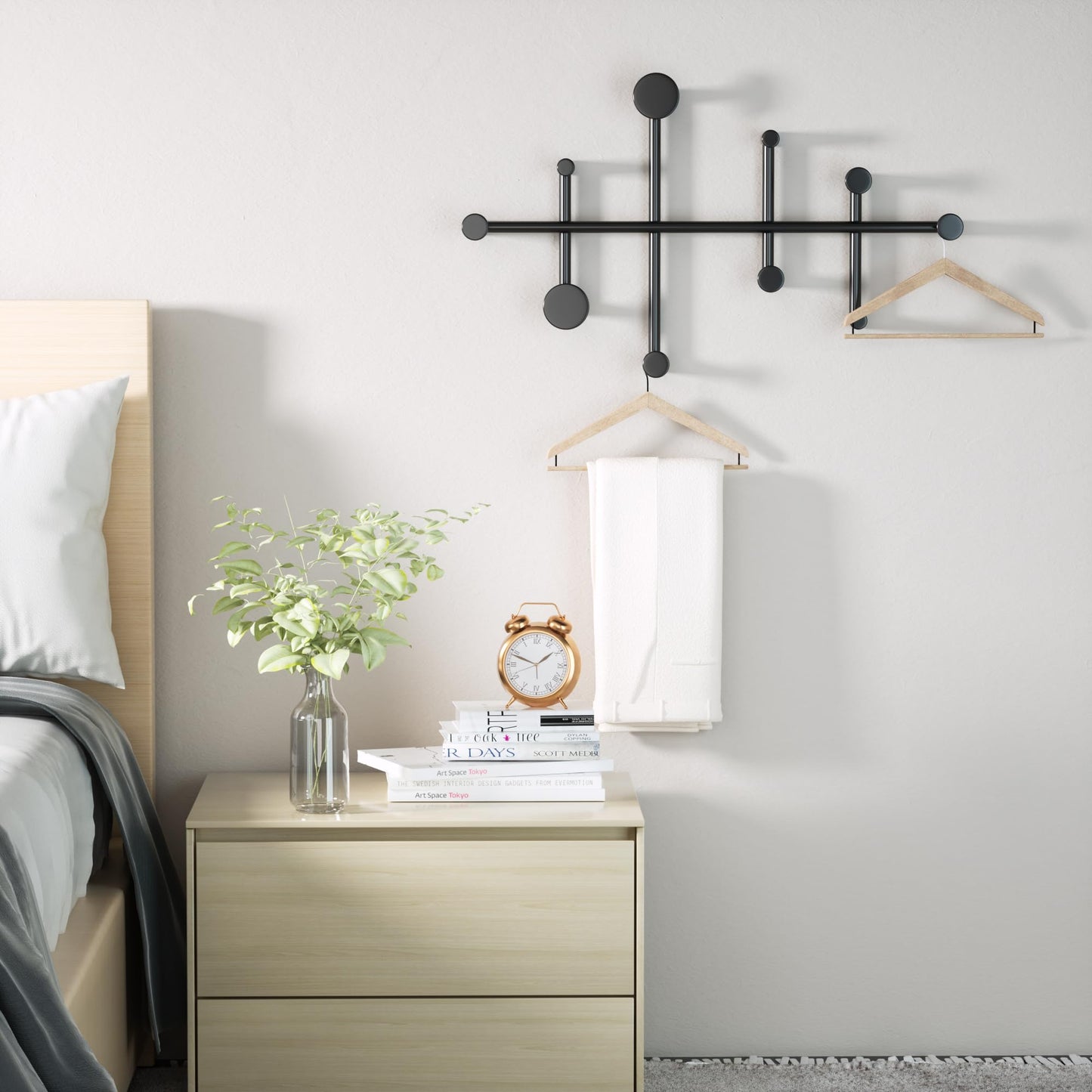 CeleVista Coat Rack Wall Mount, 10 Hooks Metal Wall Hooks for Hanging Coats, Modern Decorative Coat Hook Rack for Hat, Entryway, Minimalist Space Saver(Black)