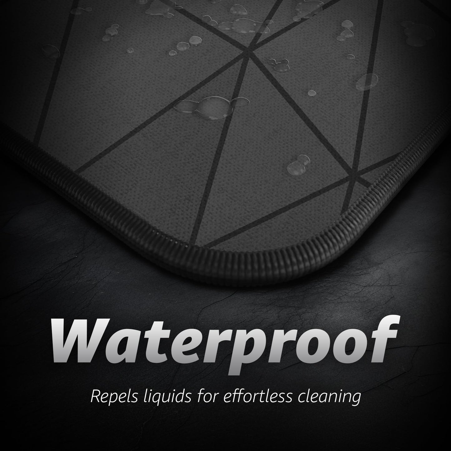 Hystar® Extended Gaming Mouse Pad | XXL 36" x 16" | 5mm Thick, Waterproof Surface, Smooth Polyester Fabric, and Natural Rubber Base | Poly (Black)