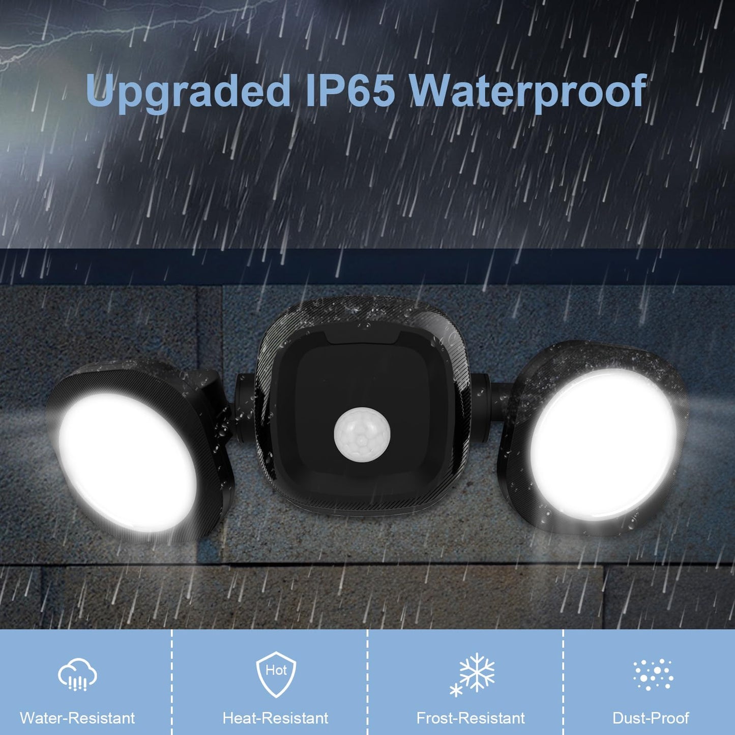 Battery-Operated Motion Sensor Outdoor Lights - Wireless Led Flood Lights with Detector, IP65 Waterproof Battery Powered Outdoor Lights for Outside House Garage Porch Yard Exterior Light