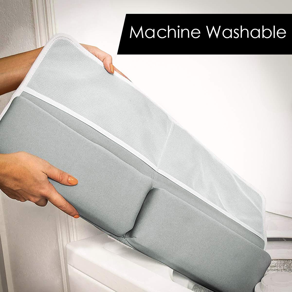 Bath Kneeler with Elbow Rest Pad Set,1.5" Thick Baby Bath Kneeling Pad Arm Rest Cushion with 4 Toy Organizer for Happy Baby Bathing Time(Gray)