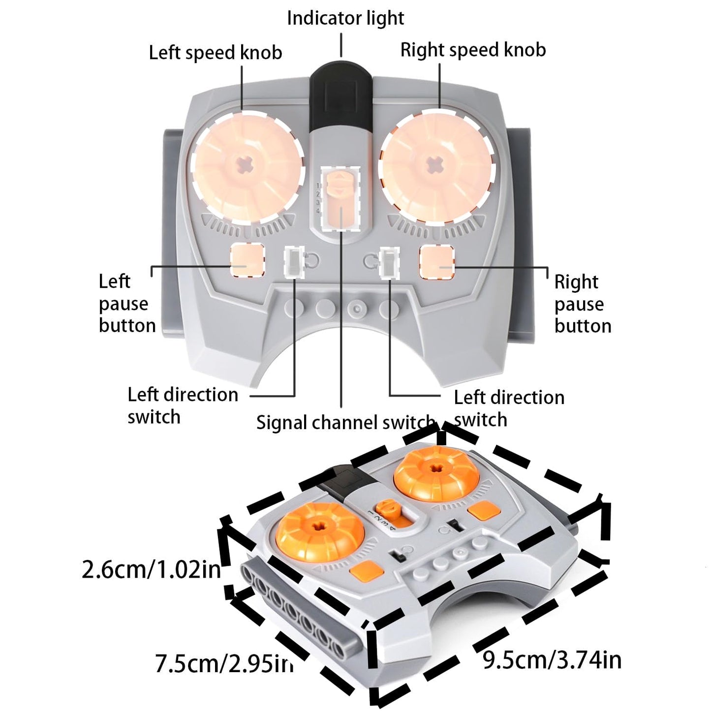 BrickBounty 4-in-1 Train Motor Set Remote Control Kit Technical Parts, MOC Control Function Power Functions for STEM Assembled Building Block
