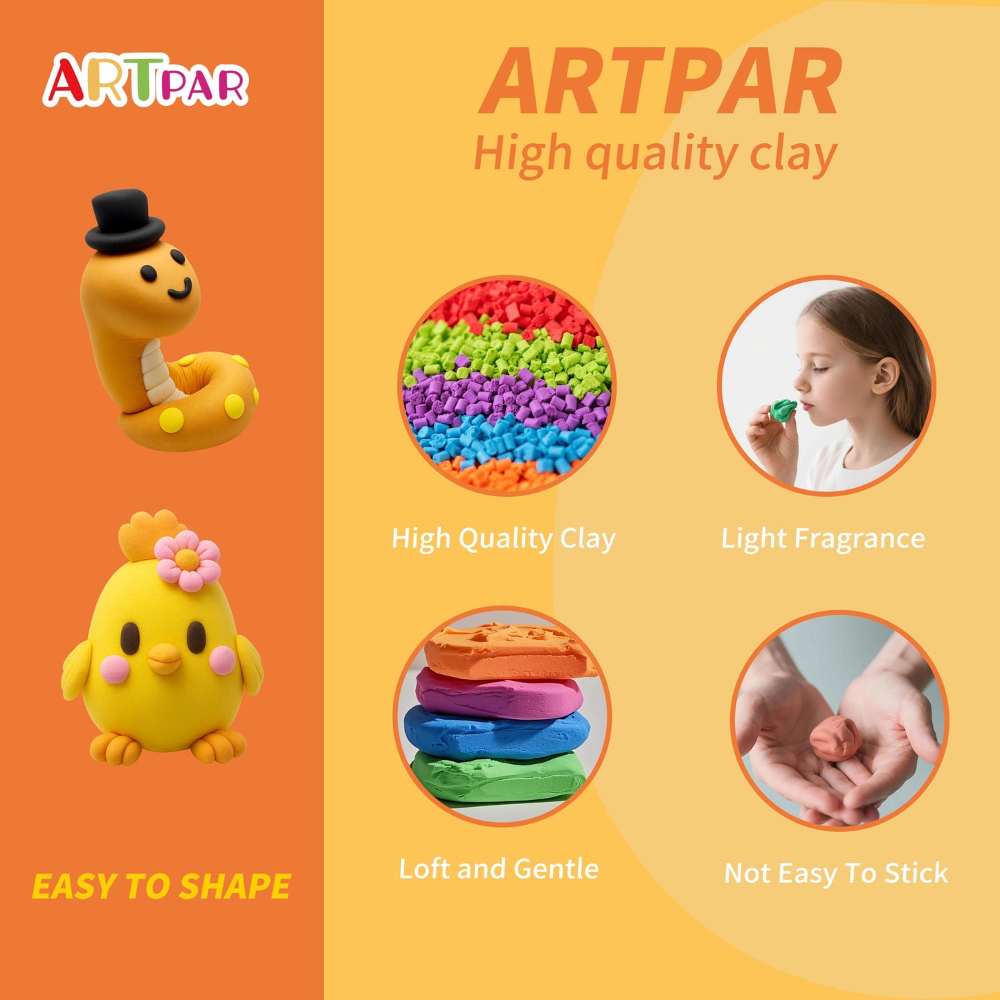 ARTPAR Air Dry Clay Kits for Kids-Modeling Magic Clay,12 Animals DIY Molding Clay Art Crafts Set,Ultra Light & Soft, Safe & Non-Toxic with Sculpting Tools & Tutorials, Unique Gifts for Boys & Girls