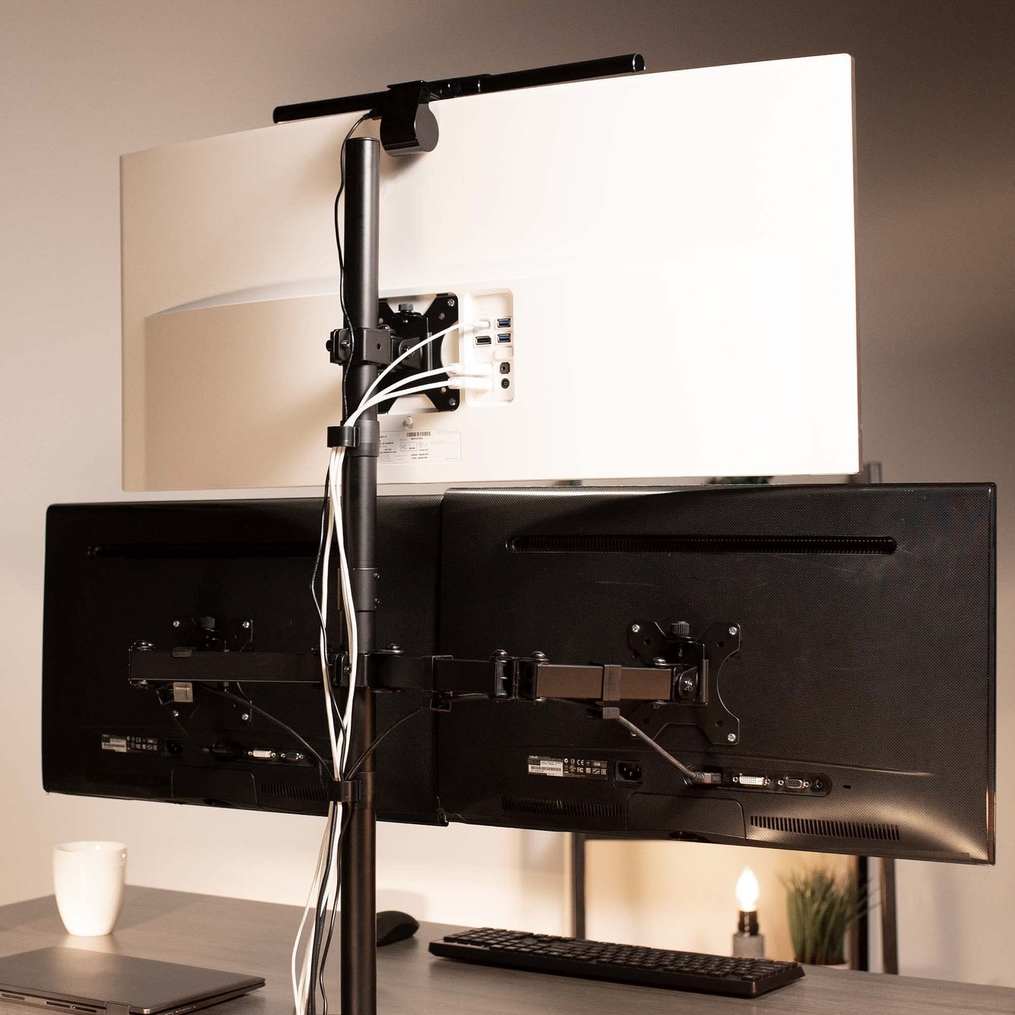 VIVO Triple LCD Monitor Desk Mount Stand Heavy Duty and Fully Adjustable, 3 Screens up to 30 inches STAND-V003T