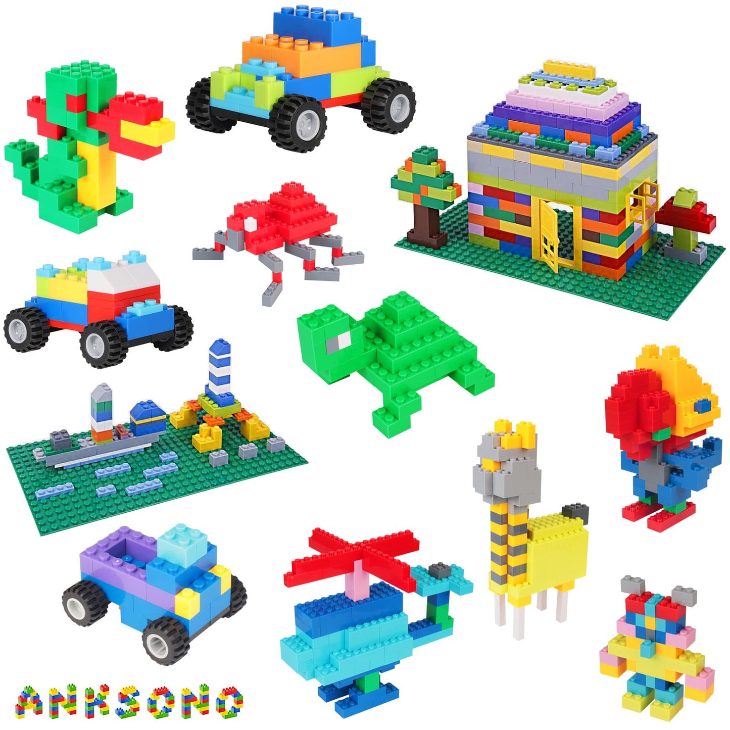 1500 Pieces Building Bricks for Kids with Doors,Windows,Wheels,Tires,Axles, Classic Building Bulk Blocks Compatible with All Major Brands for Boys Girls Ages 3 4 5 6 7 8 9 10 Year Old