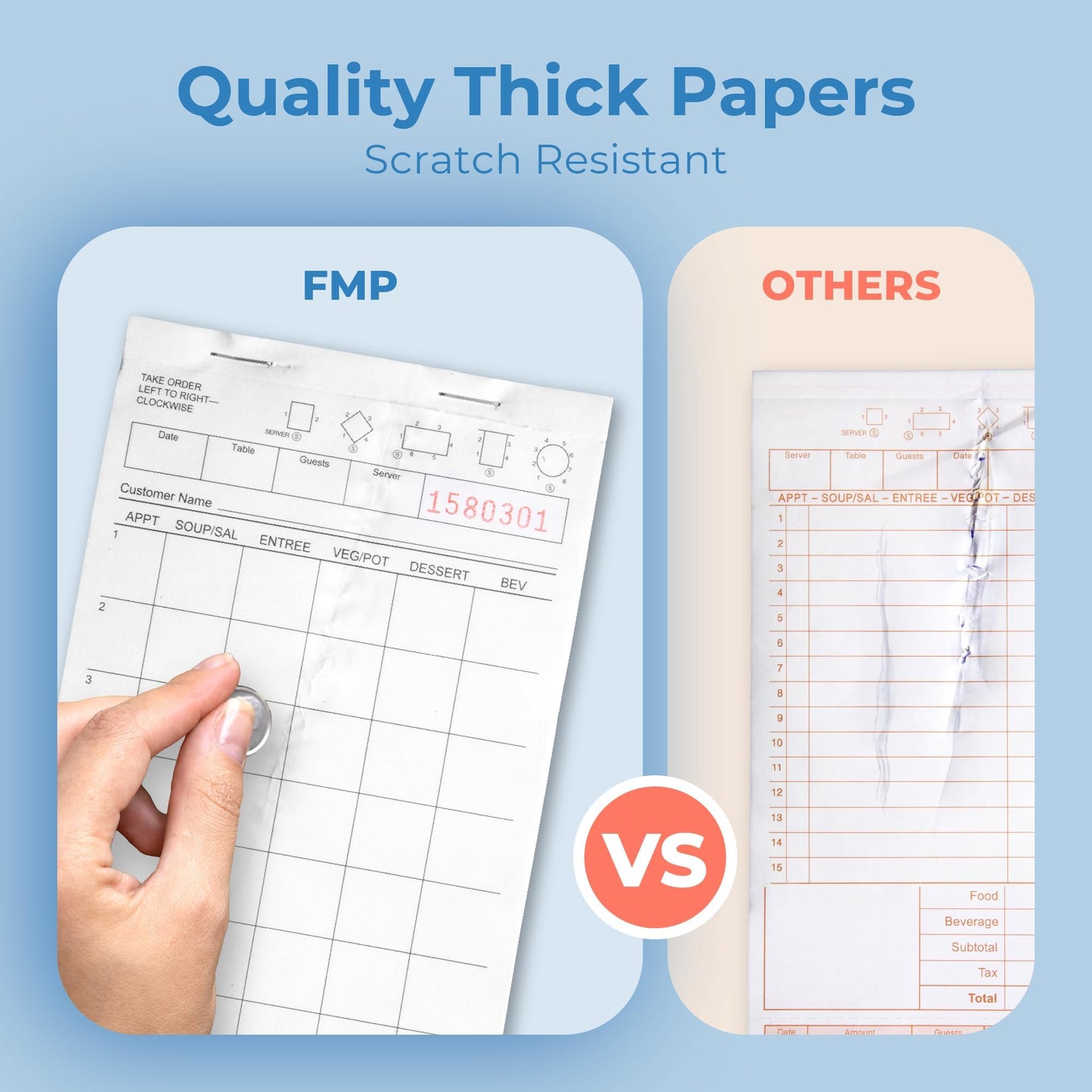 FMP Brands Server Note Pads Paper, Guest Check Books, Total 2000 Sheets, 20 Pads, 100 Sheets/Pad, Guest Check Pads, Order Pads for Servers, Waitress Notepads for Restaurant, Bar, Cafe, Diners