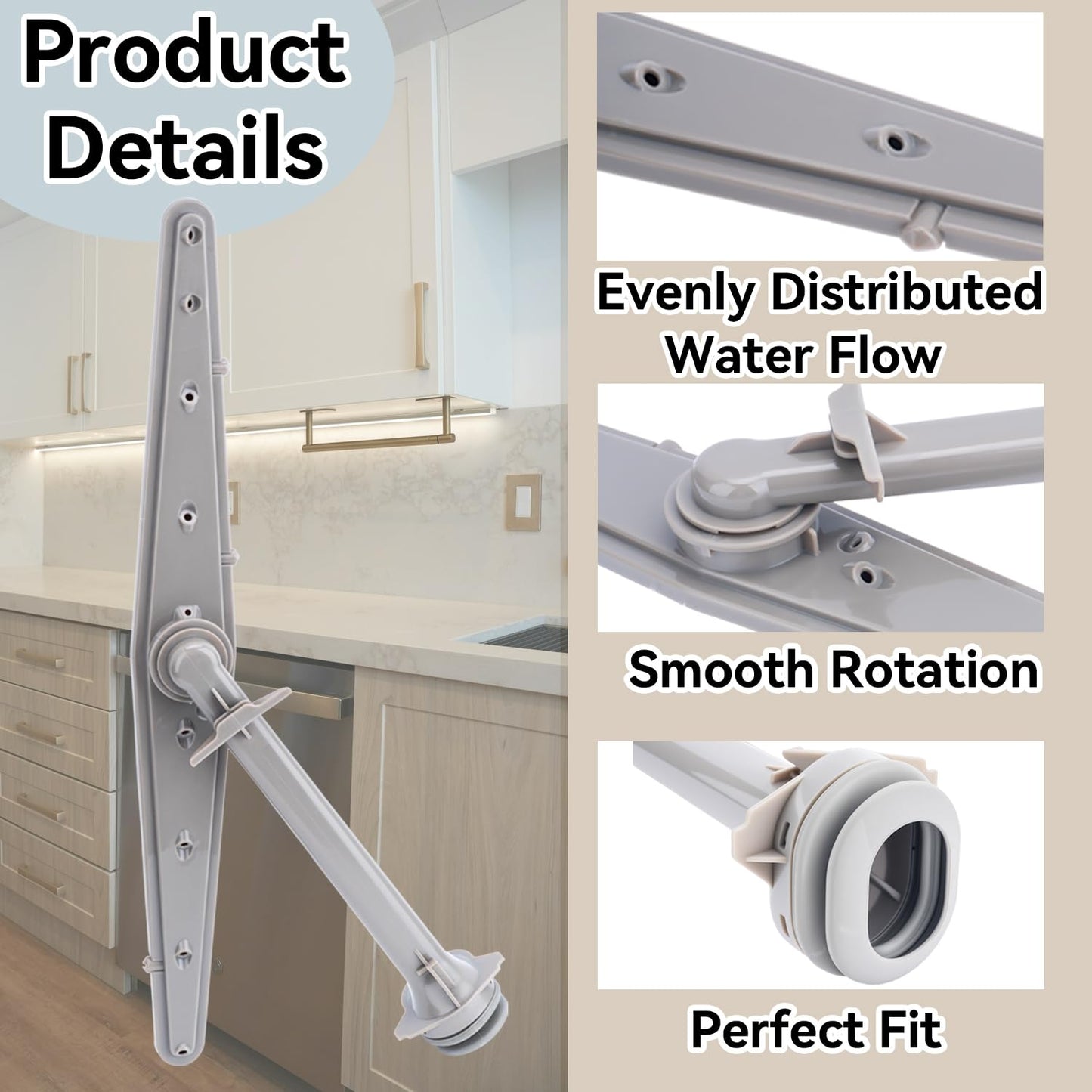 Dishwasher Upper Spray Arm 5304506740 Compatible with Frigidaire Dishwasher, Replaces 5304498136 PS11770527 Parts
