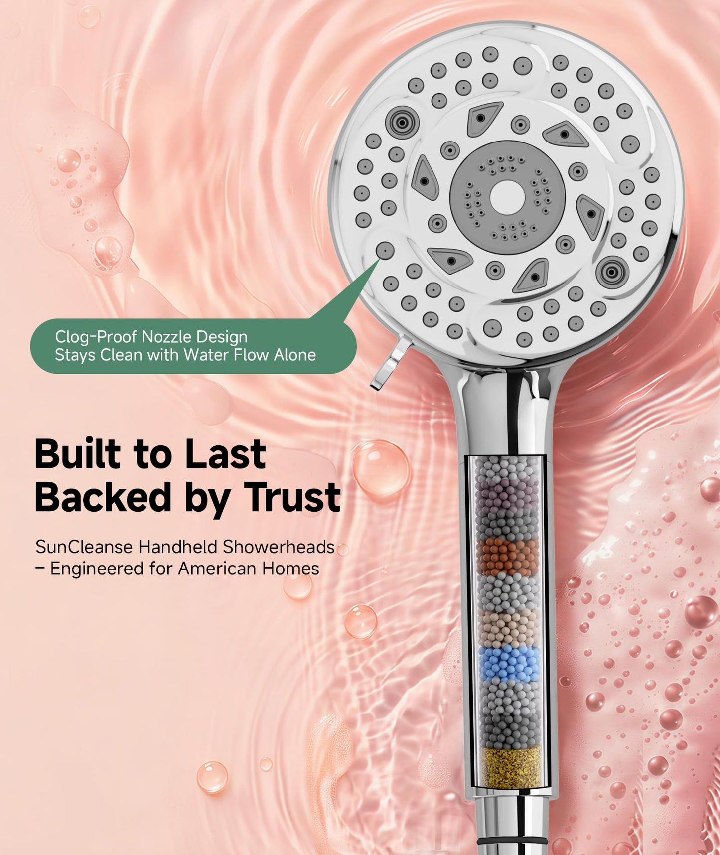 Filtered Shower Head with Handheld, 9-Spray Mode High Pressure Detachable Shower Head with Filters for Hard Water - Remove Chlorine (Chrome, 4 Filters)