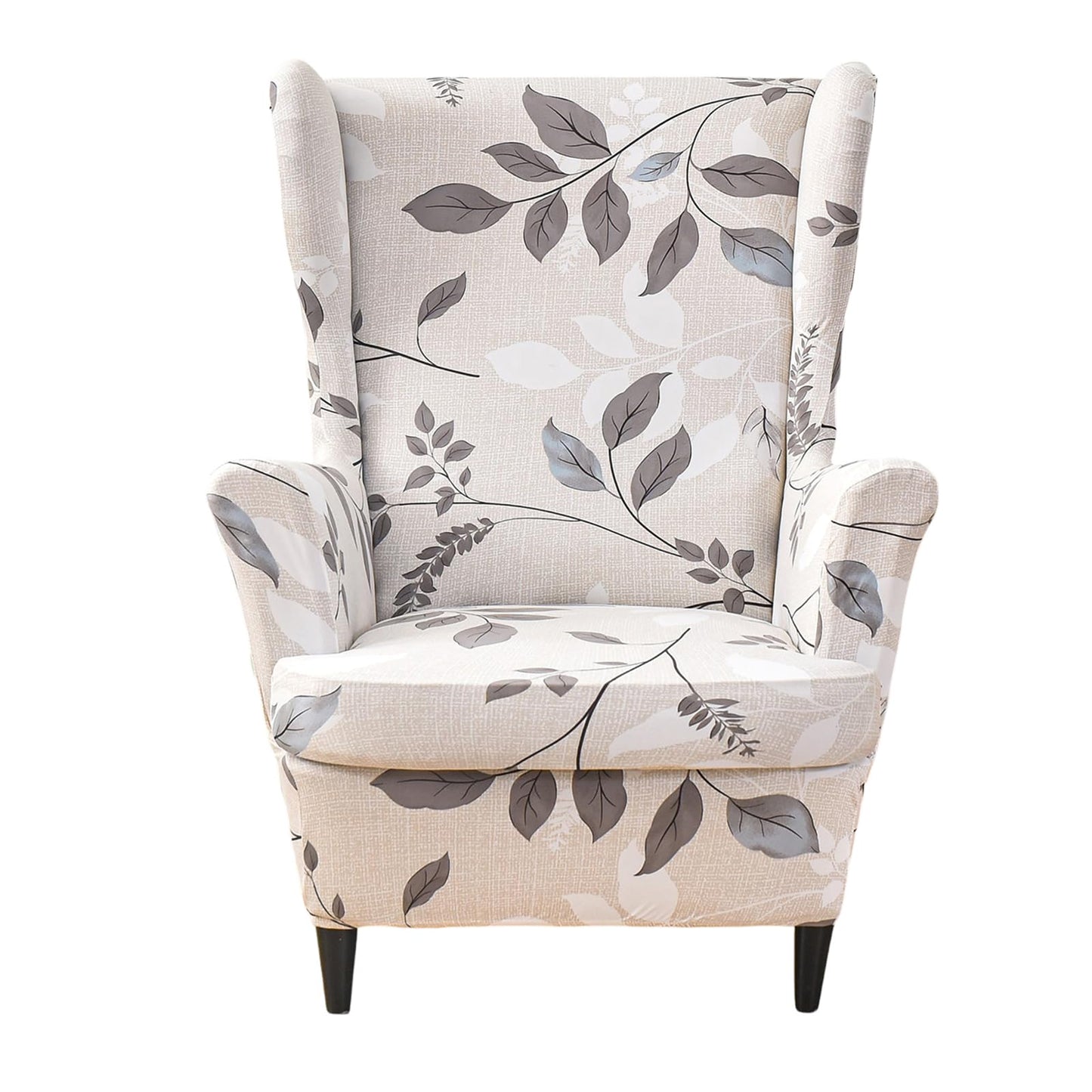 CRFATOP 2 Piece Stretch Wingback Chair Slipcover Printed Wing Chair Covers Polyester Fabric Wingback Armchair Covers Furniture Protector with Elastic Bottom for Living Room Bedroom Wingback Chair,02