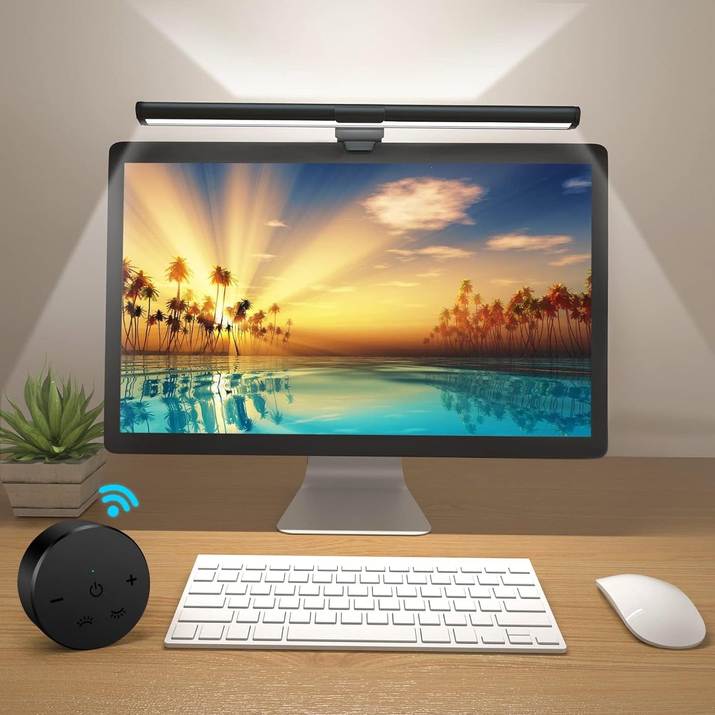 OOWOLF Monitor Light Bar with Remote, Ra95 Computer Monitor Lamp for Eye Caring, USB Reading Lamp Task ：Lamp, Dimmable Light Bar with Backlight, No Glare Space Saving Home Office 16.14" 1-Pack