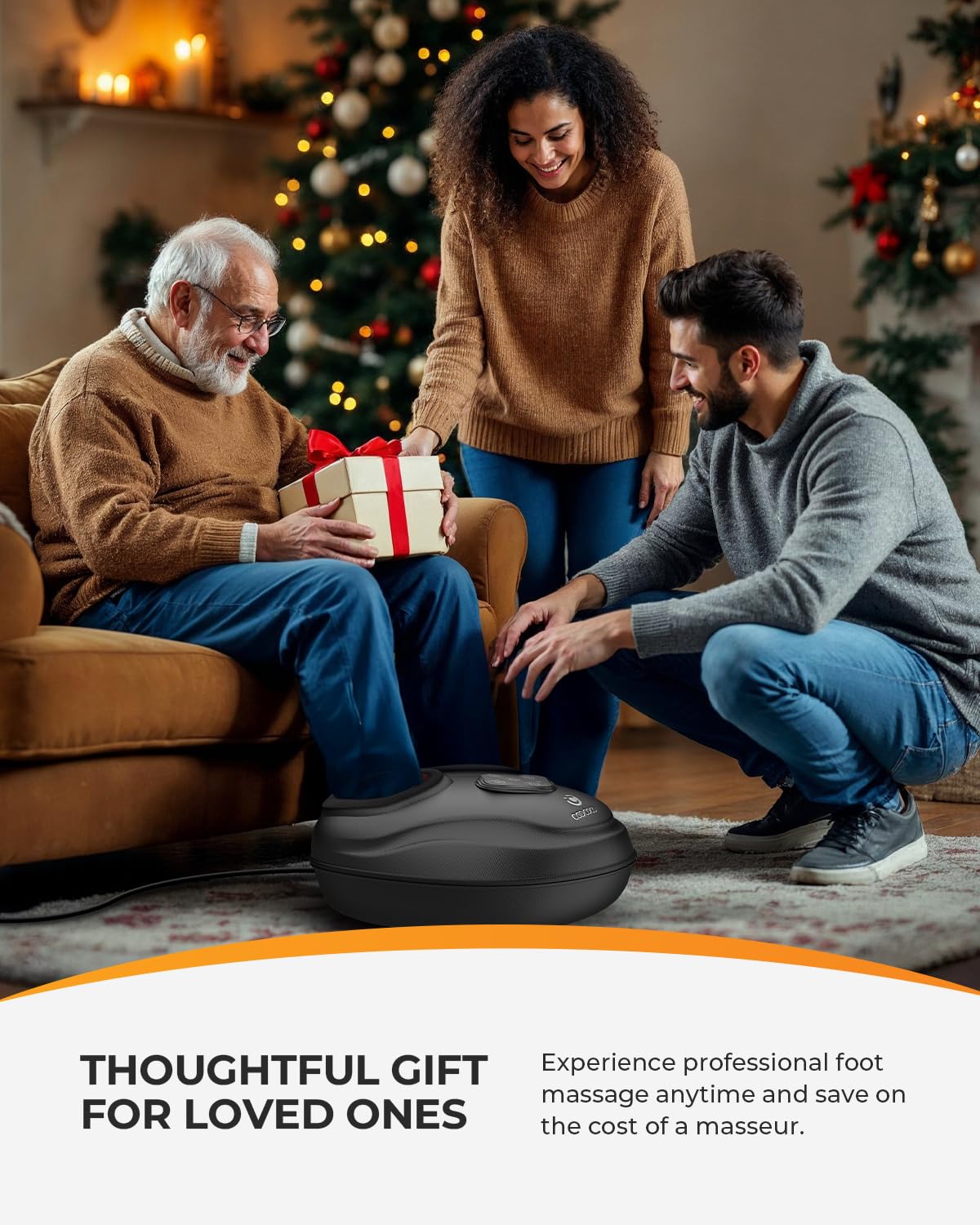 CooCoCo Shiatsu Foot Massager with Heat, Heated Feet Massage Machine, Foot Warmer, Kneading & Compression, Gifts for Women Men Mom Dad, Relax for Home Office