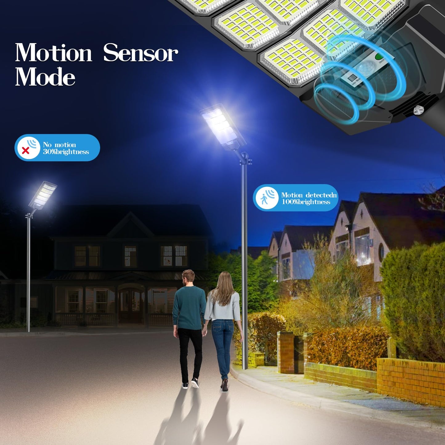 Willmind Solar Street Lights Outdoor: Motion Sensor Lights with 3 Modes 2000W, Remote Control, IP65 Waterproof, Dusk to Dawn, 2500LM, Security Lights, for Outside Parking Lot Yard Garage, 2 Packs