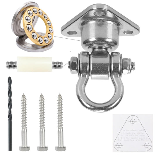 Antirust Swing Hanger Heavy Duty 360°+180°Rotation 1500LB Capacity Wood Playground Yoga Hammock Chair, Rope sandbag Porch Swing