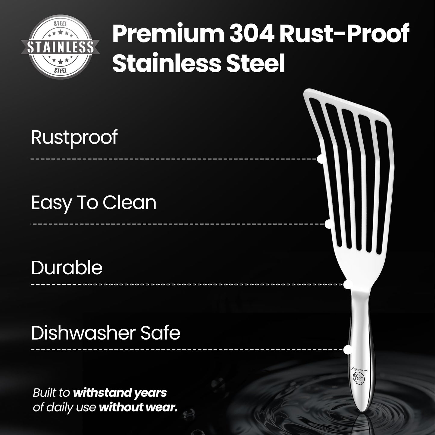 Fish Spatula Stainless Steel Combo, 1 Large Fish Turner Spatula + 1 Small Griddle Spatula, Metal Spatula for Kitchen Use, Slotted Spatulas, Frying Spatula with Thin Edge Ideal for Turning & Flipping