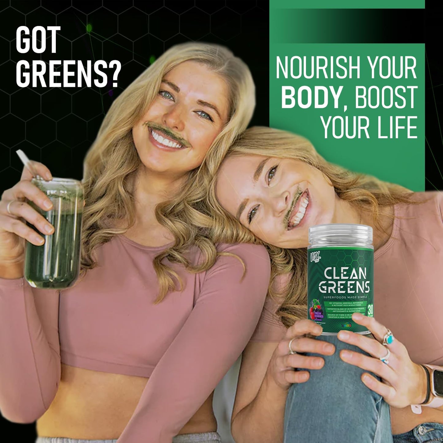 Clean Greens - Superfoods Made Simple | 63+ Vitamins, Minerals, Botanicals, & Nutrient Rich Whole Foods | Boost Energy, Immunity, & Digestion. 30 Servings - Fresh Berries