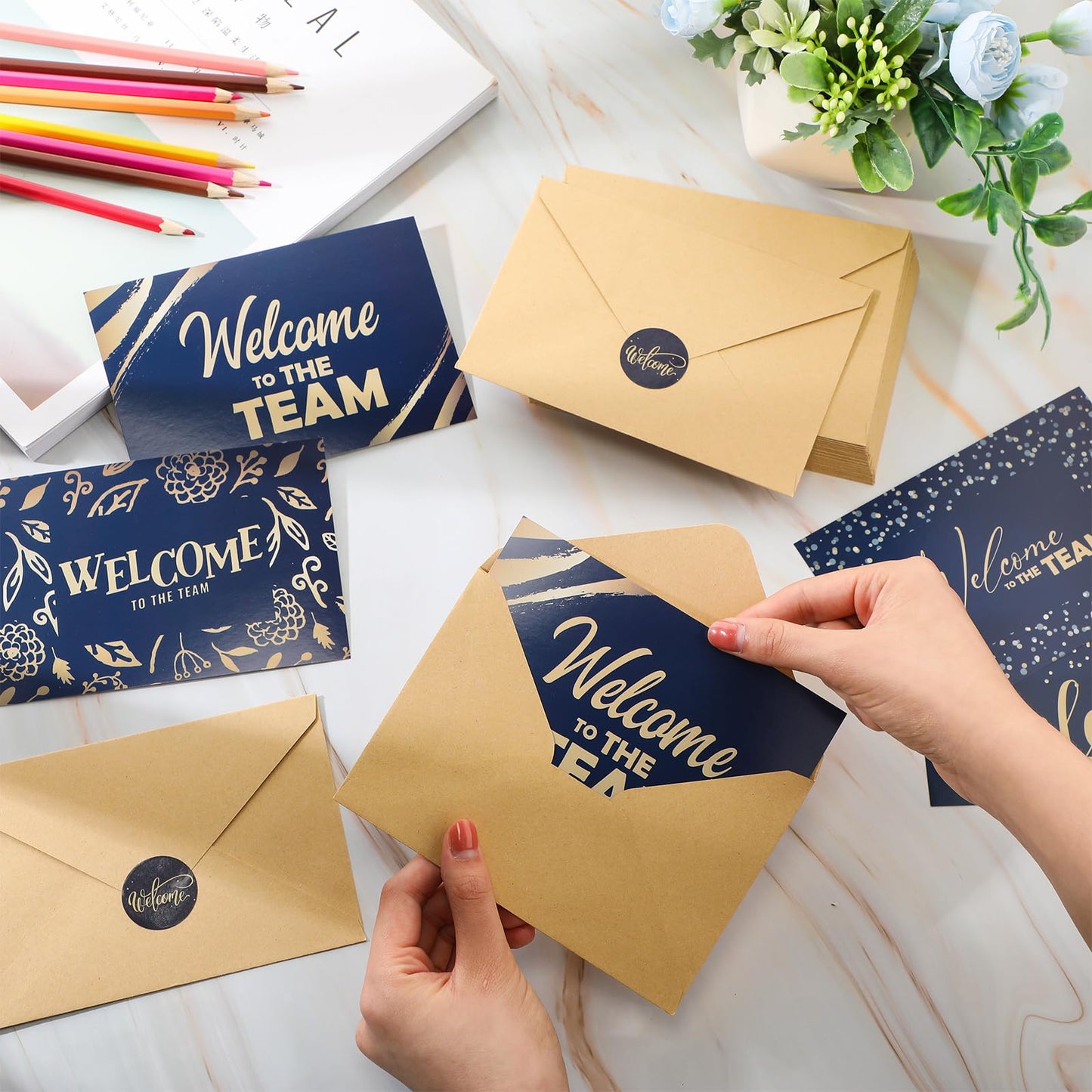 Jetec 72 Sets 4 x 6 Welcome to The Team Gift Cards Welcome to The Team Cards with Envelopes and Stickers Inside Greeting Card Thank You Gifts for New Hire Employees Staff Coworker