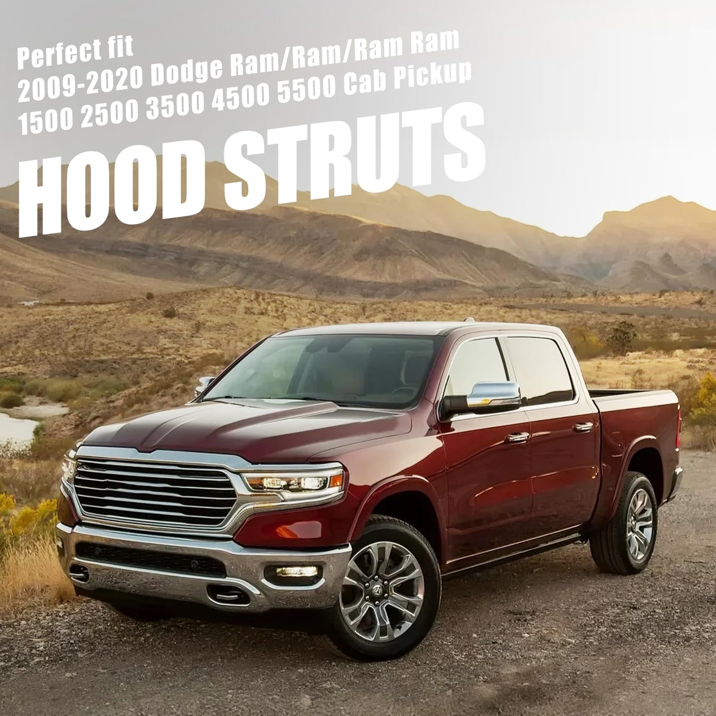 Vepagoo PM3420 Hood Struts Fit for Dodge ram1500 2008-2020, ram2500 2009-2018, ram3500 2011-2016, Front Hood Engine Cover Lift Supports Replacemnt OEM Number: 5160343AA, SG314074, A Set of 2