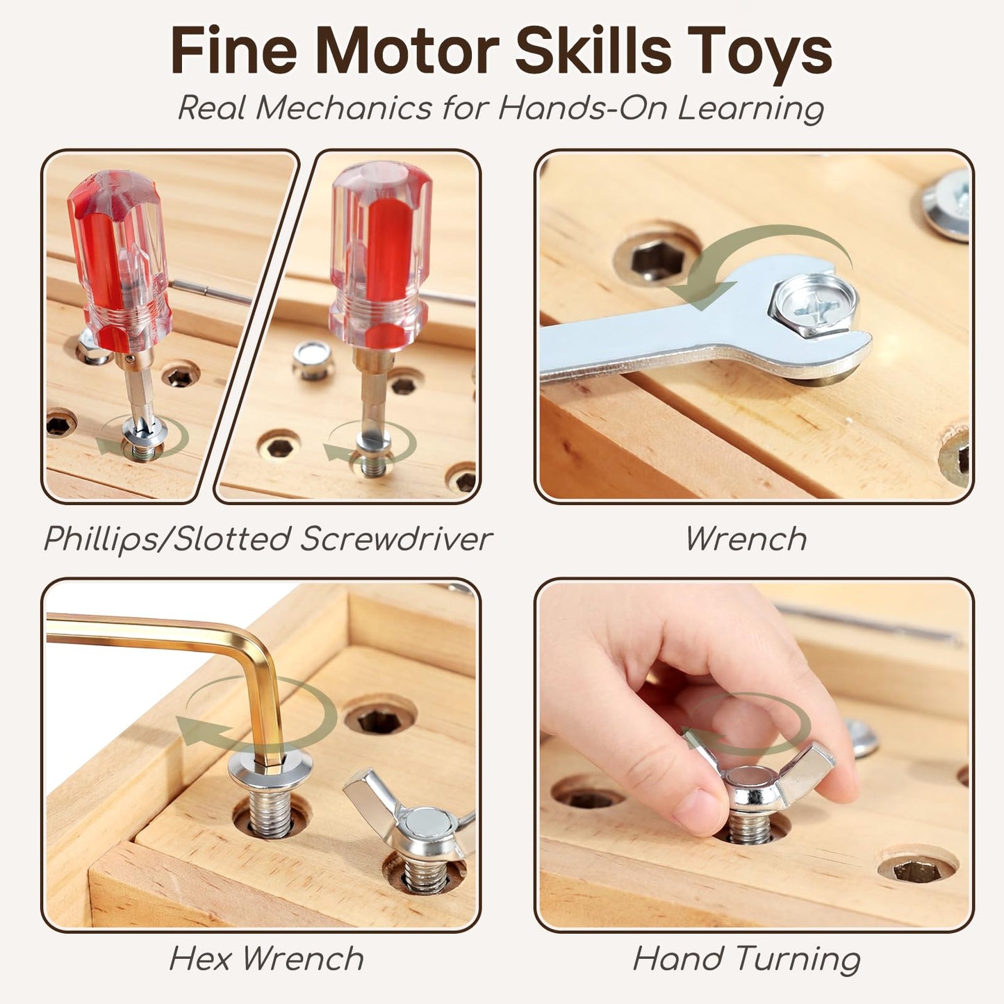 Lehoo Castle Montessori Toys for 3 4 5 Year Old Boys Girls, Wooden Screwdriver Board Set with Anti-Lost Keys & Real Locks, Fine Motor Skills Toddler Travel Toys & Kids Tool Kit