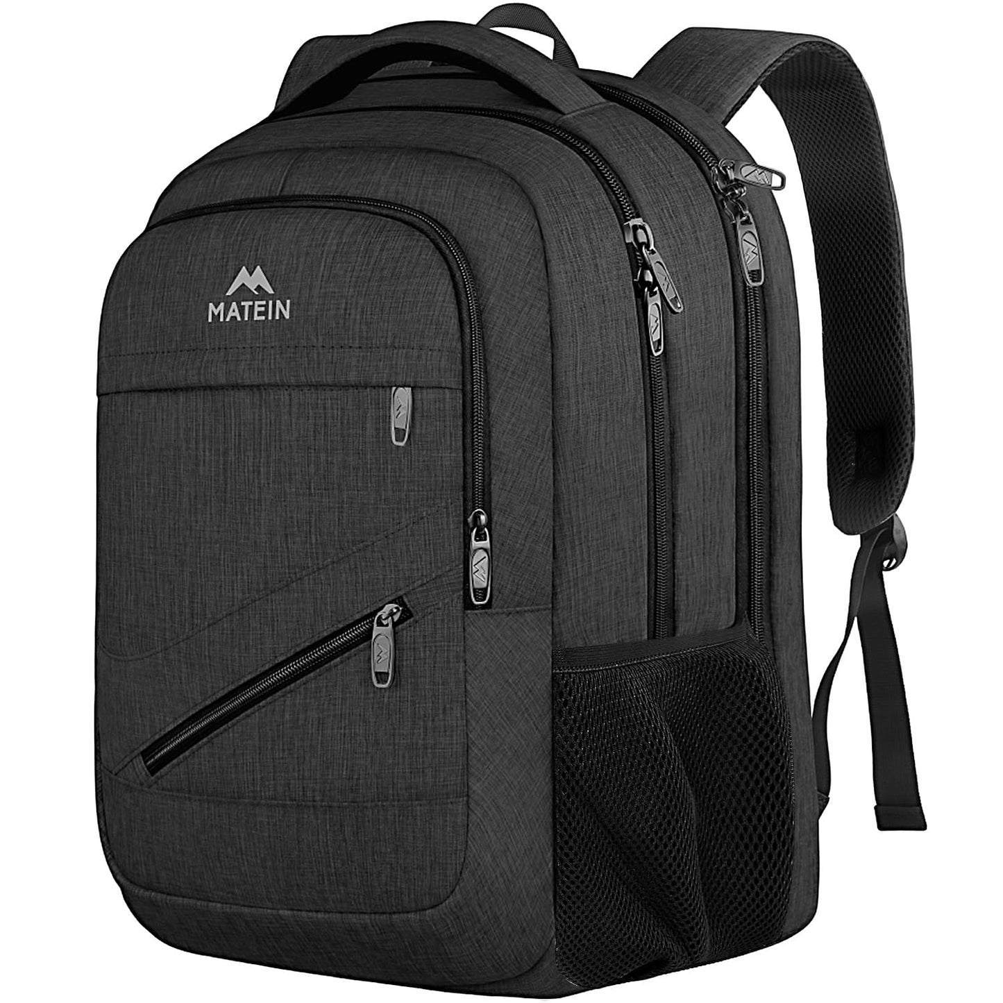 MATEIN Extra Large Business Travel Anti Theft Laptop Backpack, 18 Inch TSA Airline Approved Carryon Backpack for Women Men, Work Bag with Luggage Strap, Black