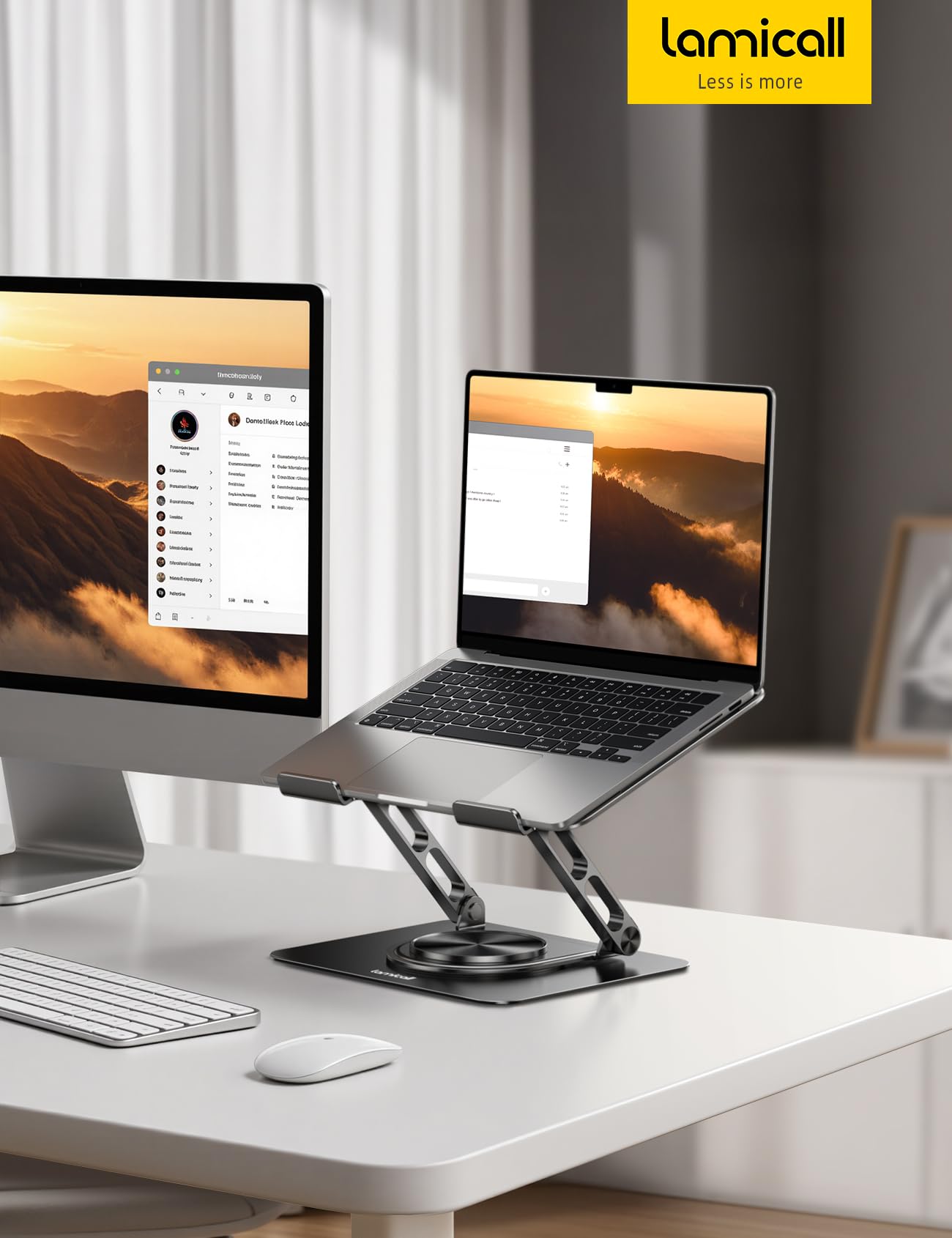 Lamicall Adjustable Laptop Stand for Desk - [360° Rotatable] Foldable Ergonomic Computer Stand, Aluminum Laptop Riser for Office Home fits MacBook Air Pro, Dell XPS, HP, Tablets (10-17.3'') - Black