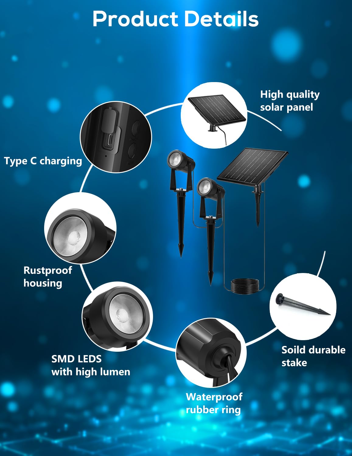 ZYAN Solar Landscape Spotlights Outdoor Waterproof IP65, Bright Solar Powered Garden Yard Spot Lights for Outside Plant, Tree, Pathway, Auto On/Off Wall Lights for Walkway, Lawn-4 Pack