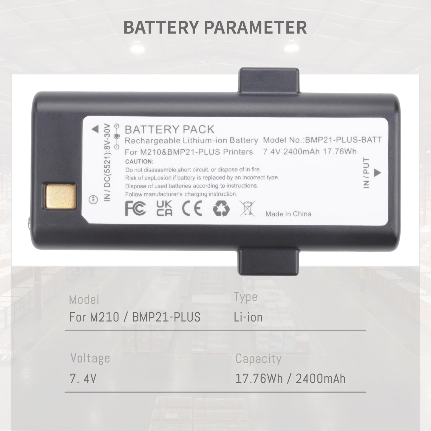 DFTIM 2-Pack Battery Replacement Compatible for Brady Portable M210, M210-LAB, BMP21-LAB and BMP21-PLUS BMP21-PLUS-BATT G6120161 Label Printer, Upgrade 7.4V 2400 mAh/17.76 Wh with USB Type-C Charging