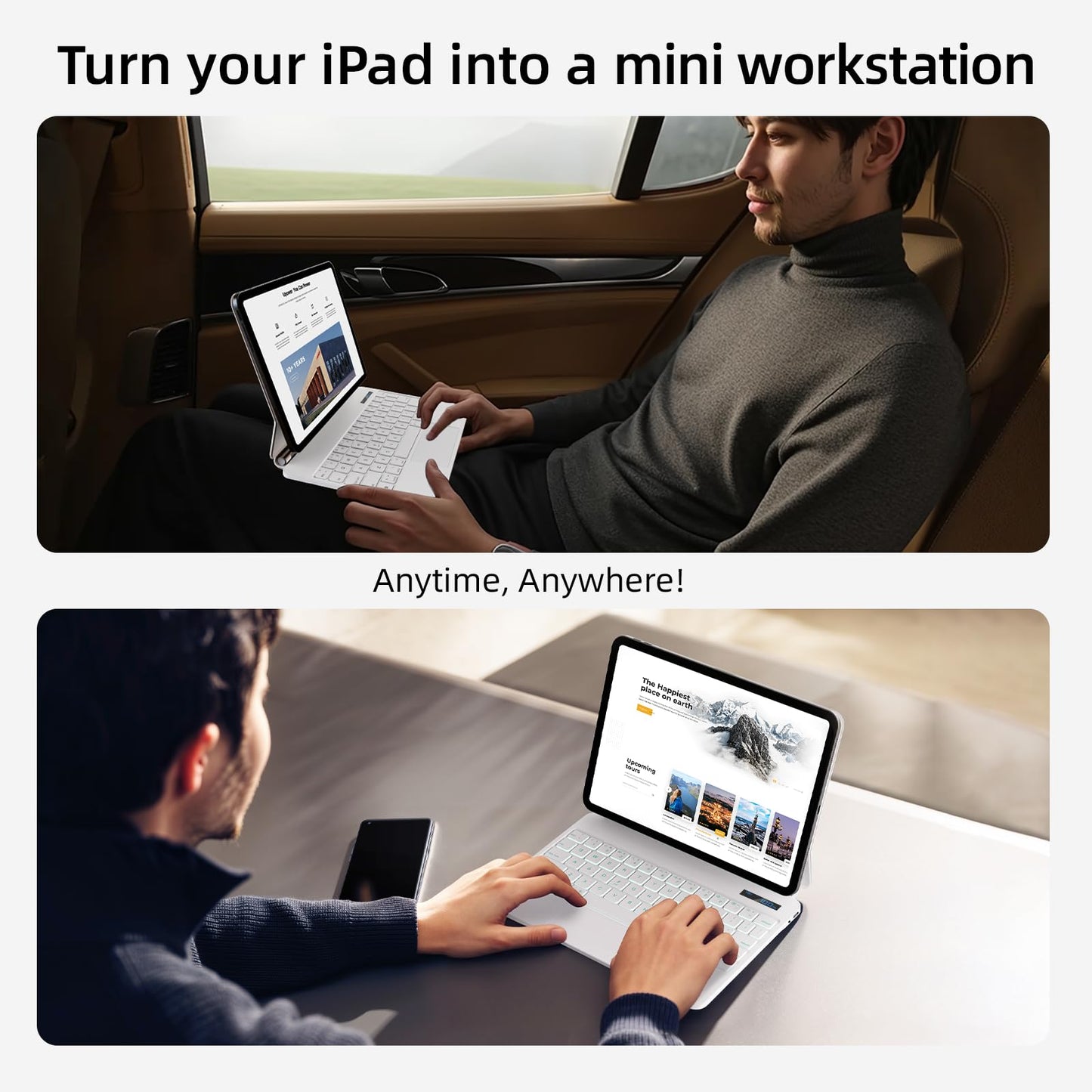 for iPad Pro 11 inch case with Keyboard M4 2024,Magic Keyboard iPad Pro 11 inch M4 2024,Magnetic Attach,Multi-Gesture Trackpad,7-Color Backlight,Shortcut Keys,Auto Sleep/Awake,White