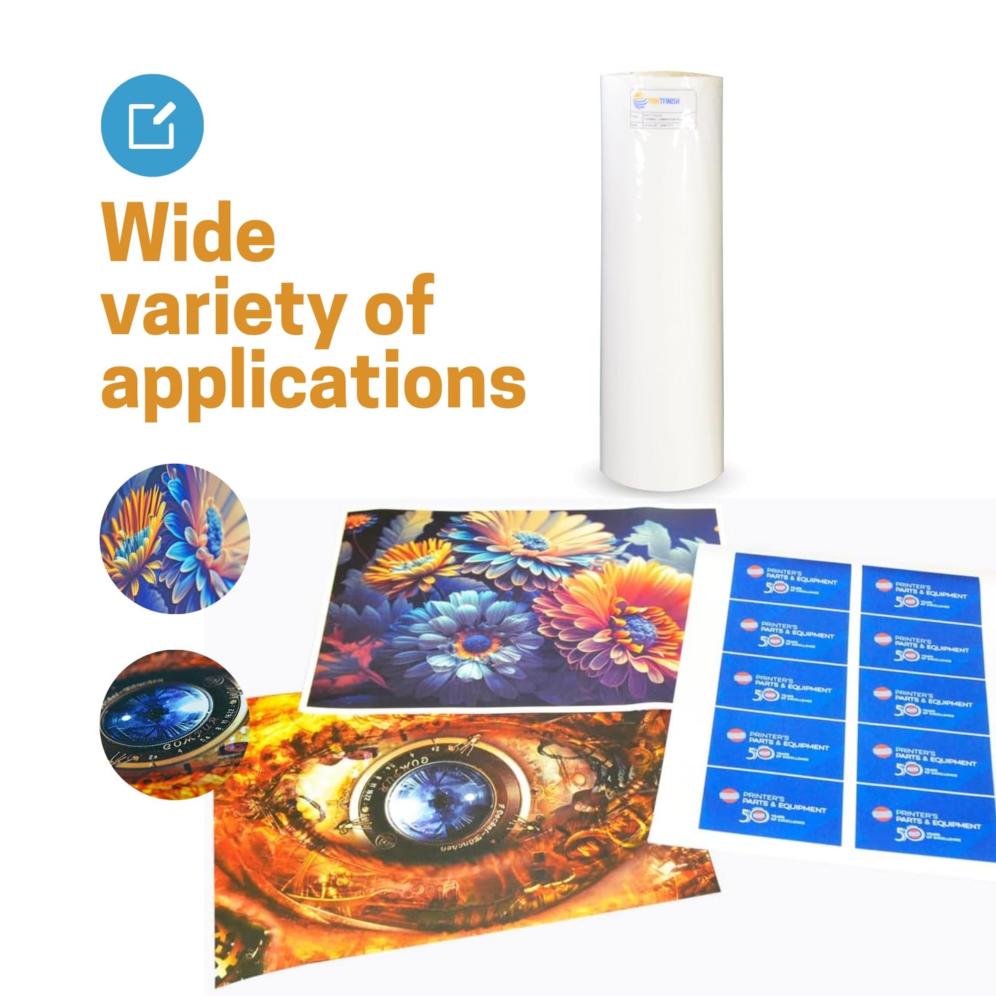 Printfinish Soft Touch Matte Laminating Film Roll - Velvet Finish Thermal Lamination Film - Scratch & Fingerprint Resistant PET Roll for Business Cards & Brochures - 12" x 500" x 1" Core