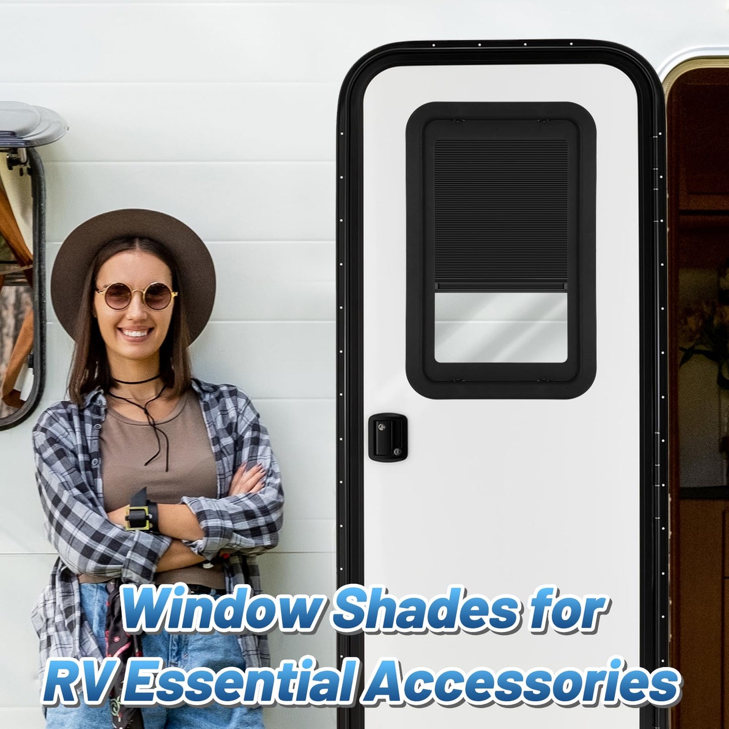 Acostop RV Pleated Shades Replacement for Lippert Prepped Entry Doors, 12'' x 21'' - RV Door Window Blinds with Double Layer Cellular Sun Shade & Aluminum Rails for RV Campers Travel Trailers