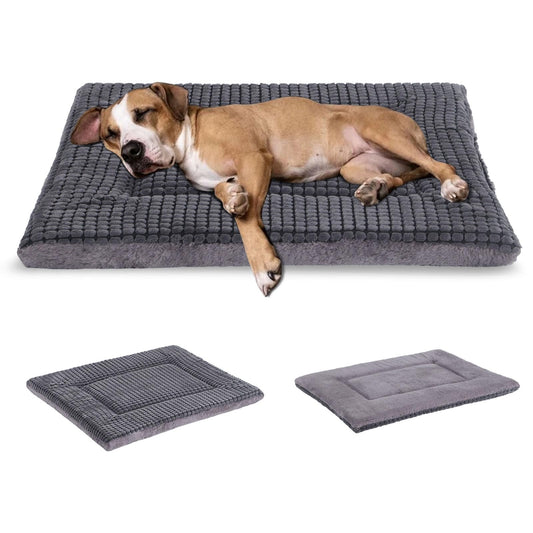 BVAGSS Dog Bed Mat,Reversible Dog Crate Pad, Memory Foam Dog Beds, Soft Warm Pet Cushion for Small Medium Dogs, Washable Pet Sleeping Mattress Kennel Bed Pad XH079 (42''x28''x1.6'',Light Grey)