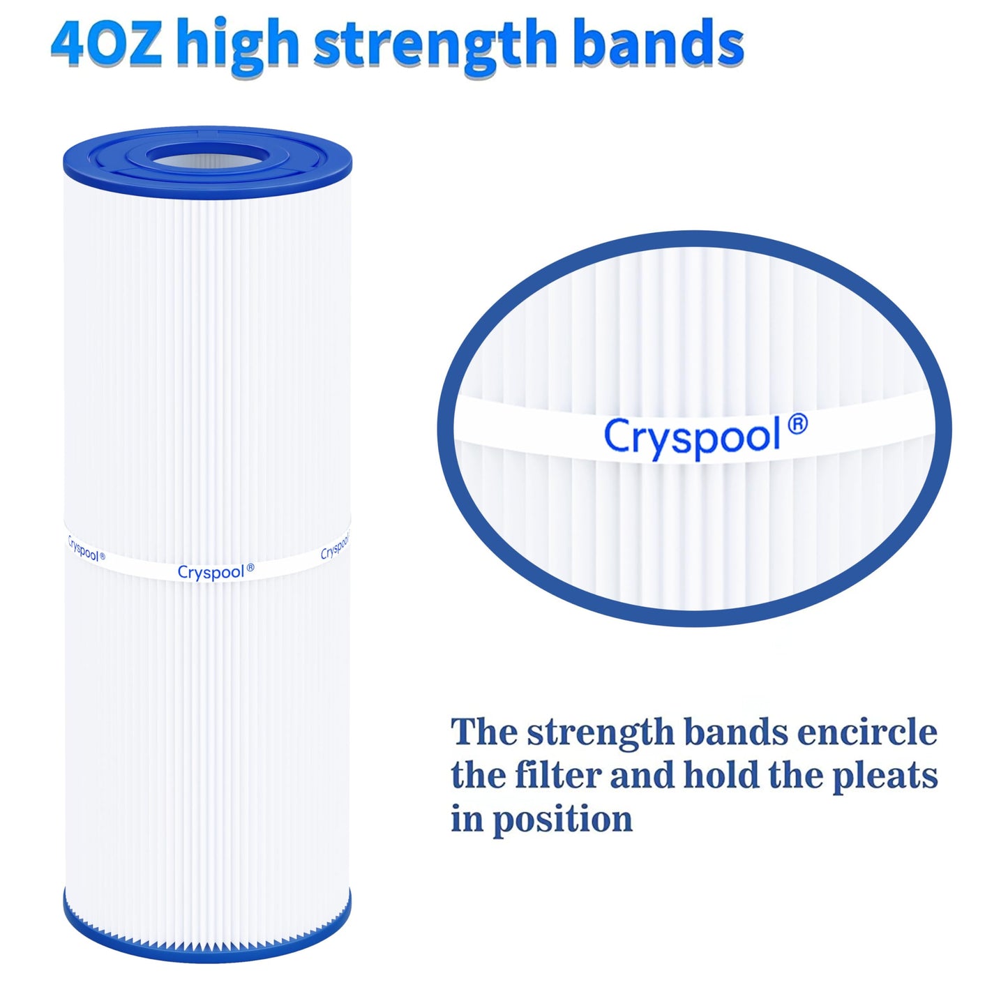 Cryspool 04072 Filter Compatible with C-4326 Hot Tub Filter, FC-2375, 3005845, R172327, R173429, 33521, 25392, 817-2500, 5X13 Spa Filter, 25 Sq. Ft Spa Filter Cartridge, 2 Pack
