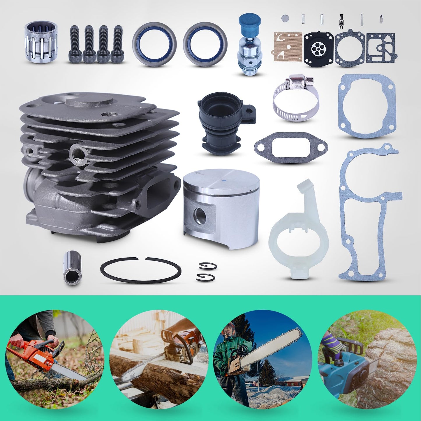 Adefol 52mm Cylinder Piston Kit for Husqvarna 372XP 371 365 362 375K Big Bore Chainsaw Replace Parts 503 93 93 72