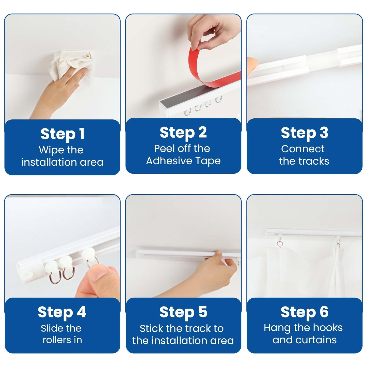 UrbanRed Self Adhesive Curtain Track (3 Meter, 9.8FT) for Smooth Ceiling Or Wall - No Drill, Screws, Ceiling Curtain Track, Curtains Rod, Ceiling Mount, Adhesive Curtains Rod (Non-Flexible)