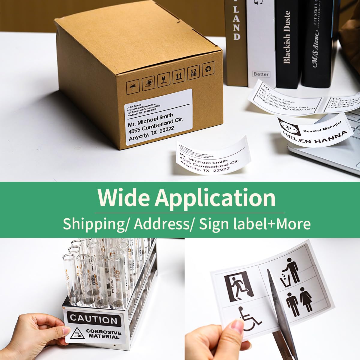 COLORWING Compatible DK-1202 Brother Labels 2.4" x 3.9" White Paper Shipping Labels DK1202, Die-Cut, Use with Brother QL-700 QL-500 QL-810W Printers, 62mm x 100mm, 8 Rolls+1 Refillable Cartridge