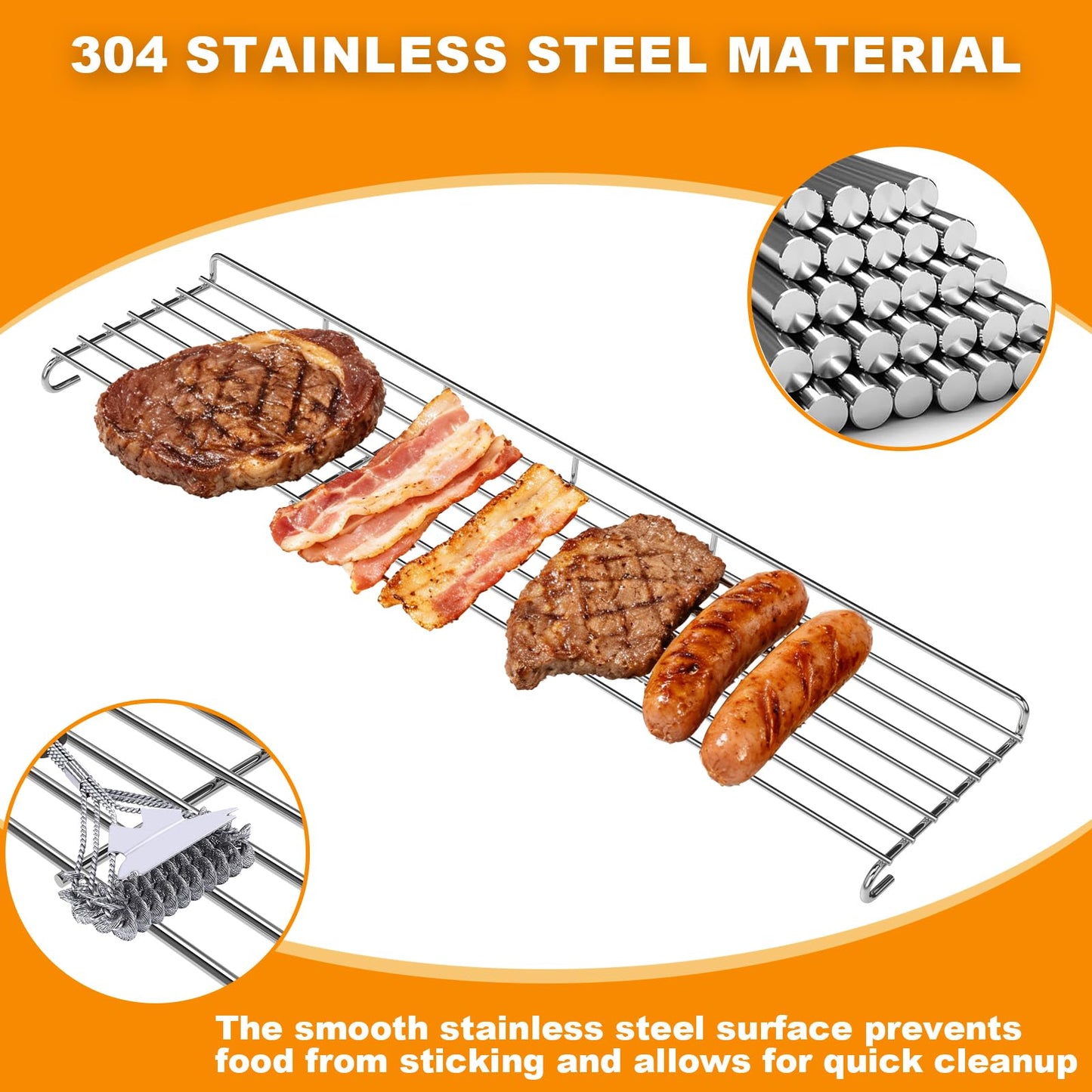 66044 Warming Rack Replacement for Weber Genesis II 300 Series GS4 4-Burner Grills, Stainless Steel Upper Grill Rack for Weber Genesis II E-310 E-315 E-330 E-335 S-310 3-Burner Models, 25 3/4"