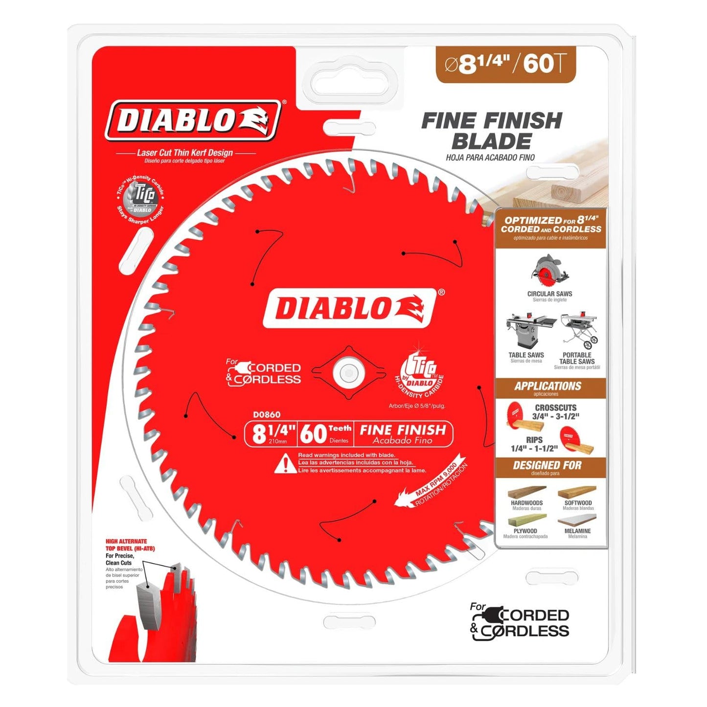 Diablo 8-1/4 X 60T FINE Finish