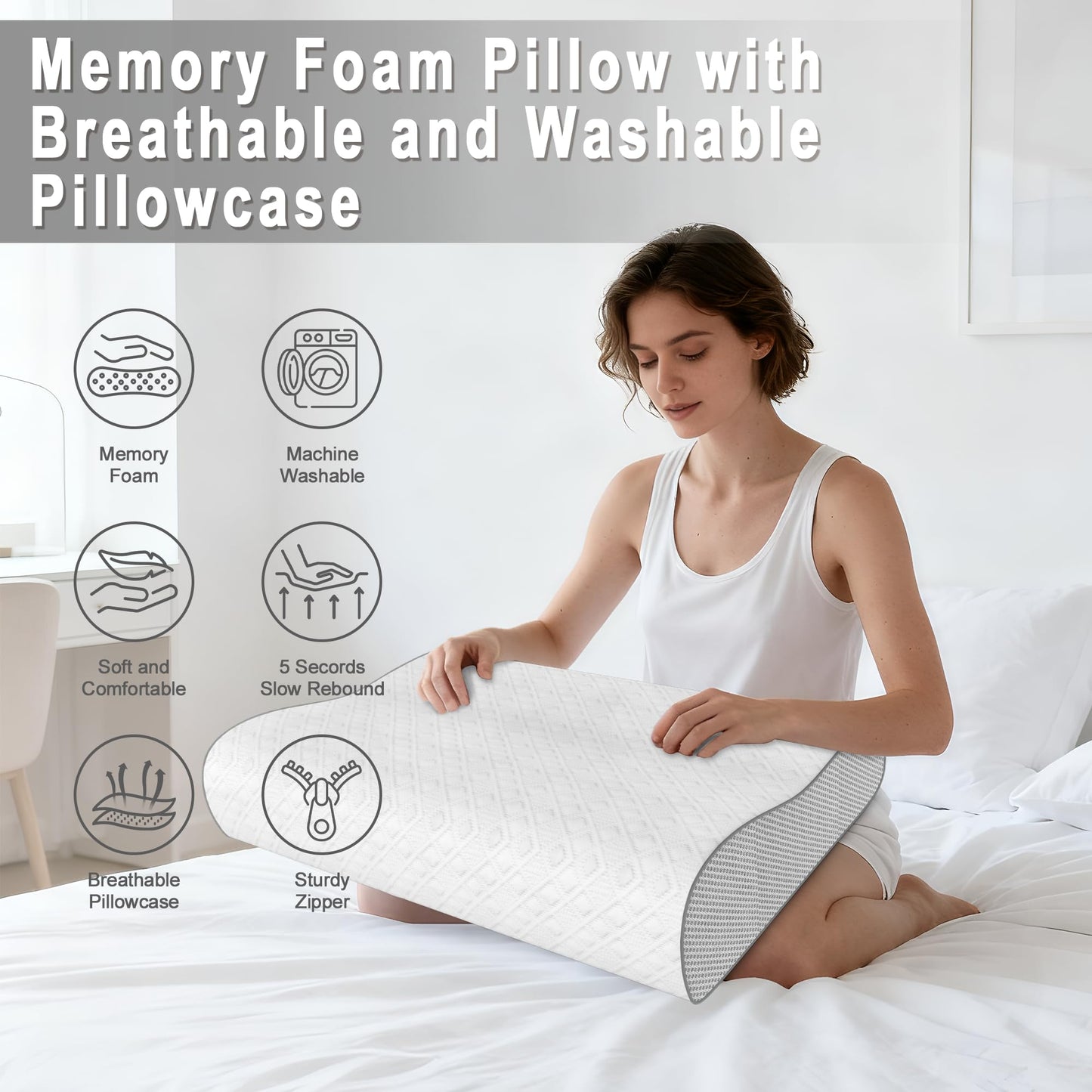 Cervical Pillow for Neck Pain Relief, Memory Foam Pillow, Ergonomic Adjustable Contour Bed Pillow for Side, Back & Stomach Sleepers (22 * 13.7inch)