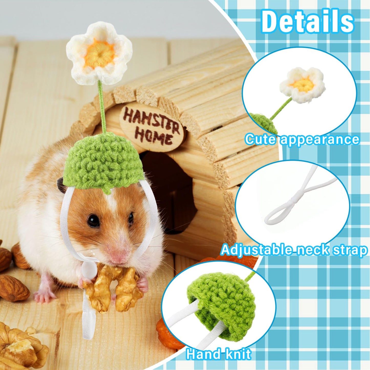 Locmeo 44 Pcs Hamster Hats with Scarf Set, Small Animal Hats Bulk Guinea Pig Costume Accessories Cute Tiny Mini Knitted Gift for Small Animals Pets Snakes Lizards Hedgehog Holiday Party