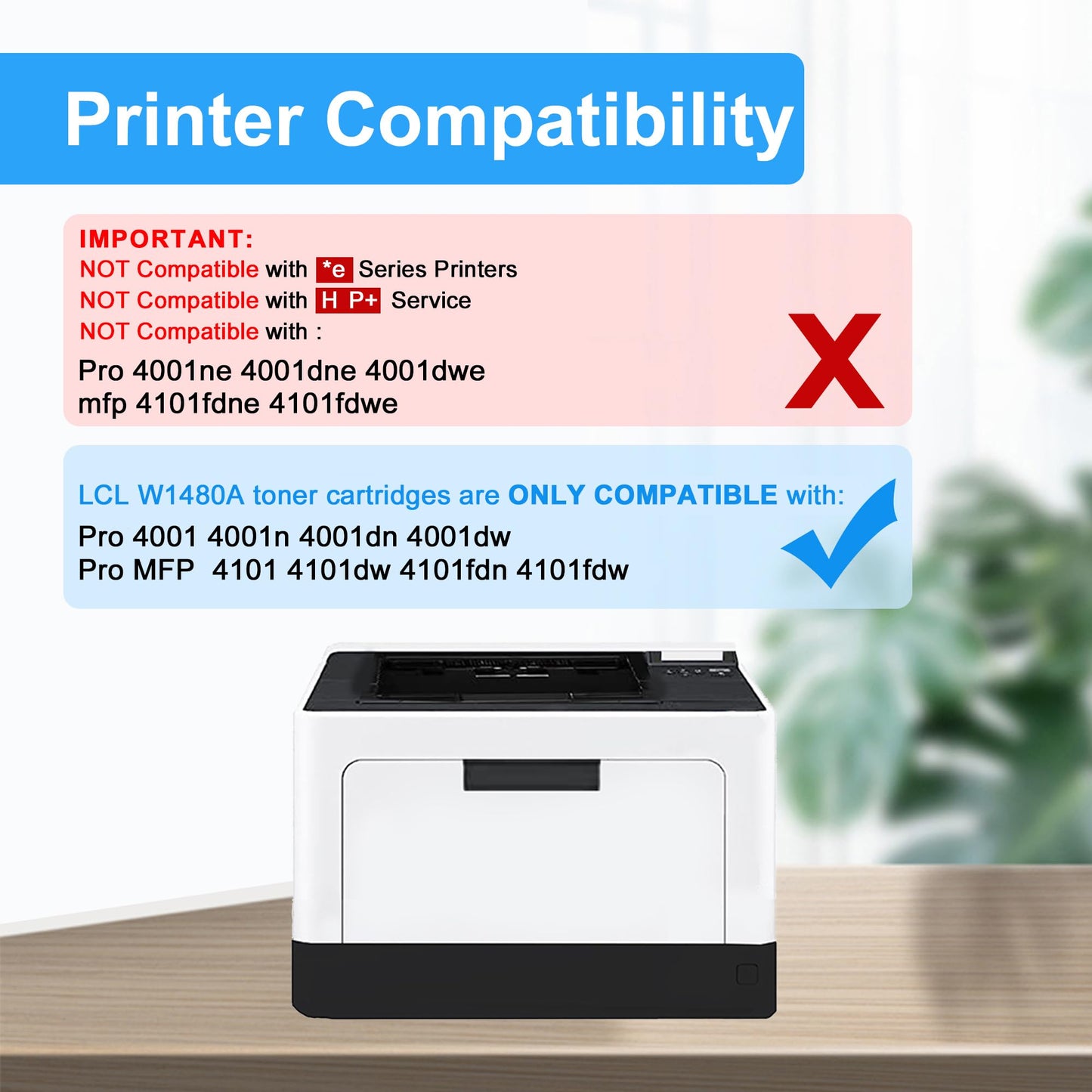 with Chip LCL 148A Black Toner Cartridge Replacement for HP 148A W1480A 148X W1480X Replacement for HP LaserJet Pro 4001 4001n 4001dn 4001dw MFP 4101 4101dw 4101fdn 4101fdw Printer (1-Pack)