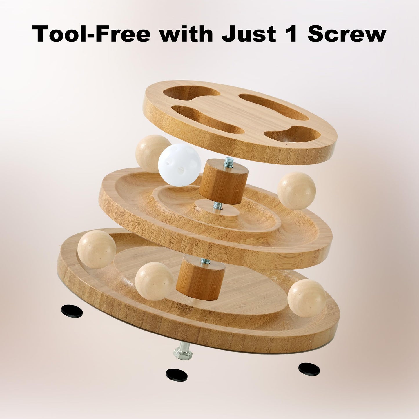 ZOMISIA Cat Ball Track Toy with Puzzle Top, Wooden Cat Toys for Indoor Cats with Spinning Balls, Interactive Large Cat Ball Tower for Kitten Exercise Mental Physical