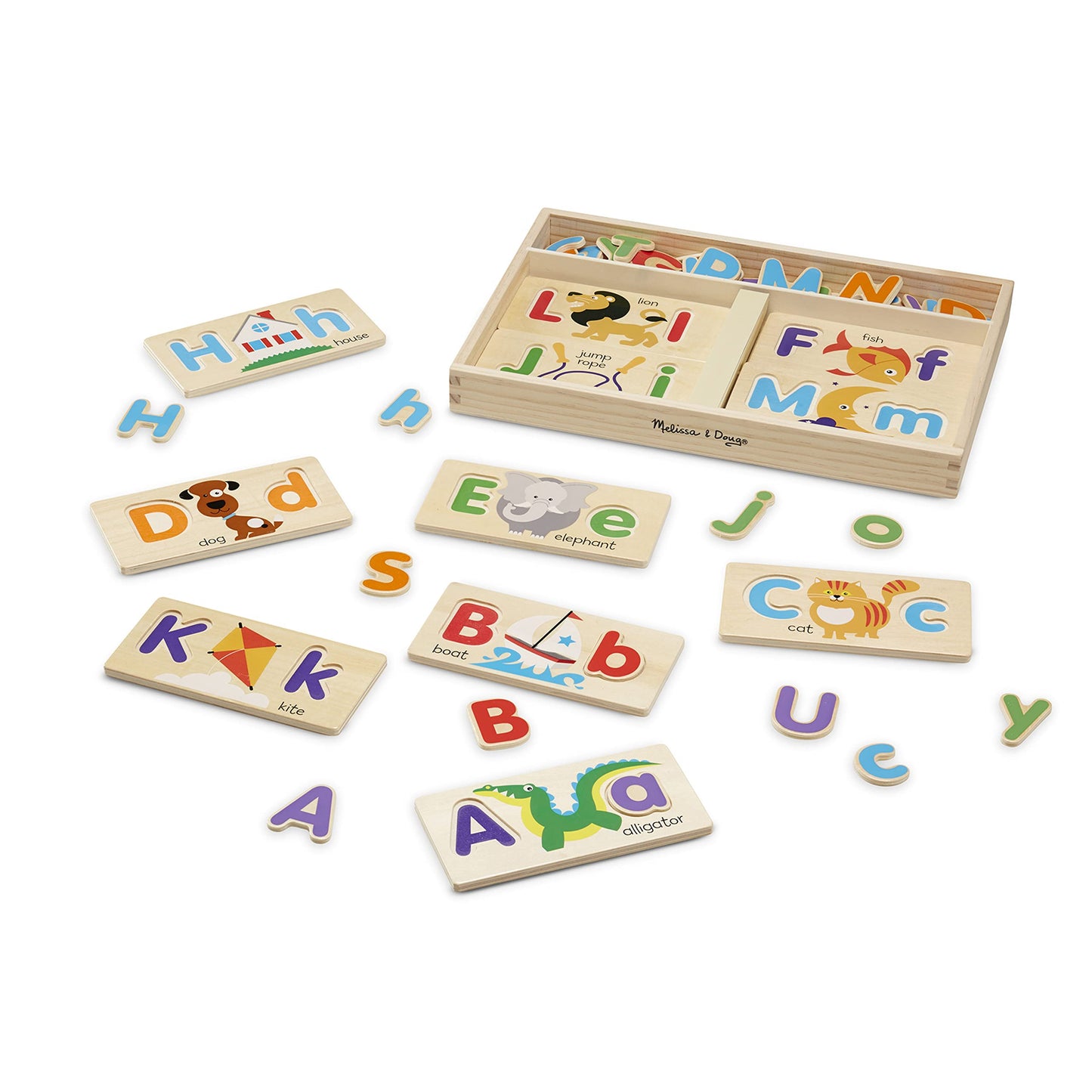 Melissa & Doug ABC Picture Boards - Educational Toy with 13 Double-Sided Wooden Boards and 52 LettersABC Puzzle for Kids 3+