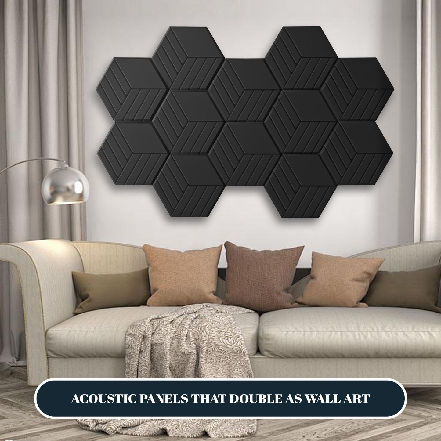 15 Pack Self-Adhesive Sound Proof Foam Panels for Walls, Acoustic Panels 12" x 14" x 0.4" High Density Y-Lined Sound Absorbing Tiles, Flame-Retardant, Peel & Stick
