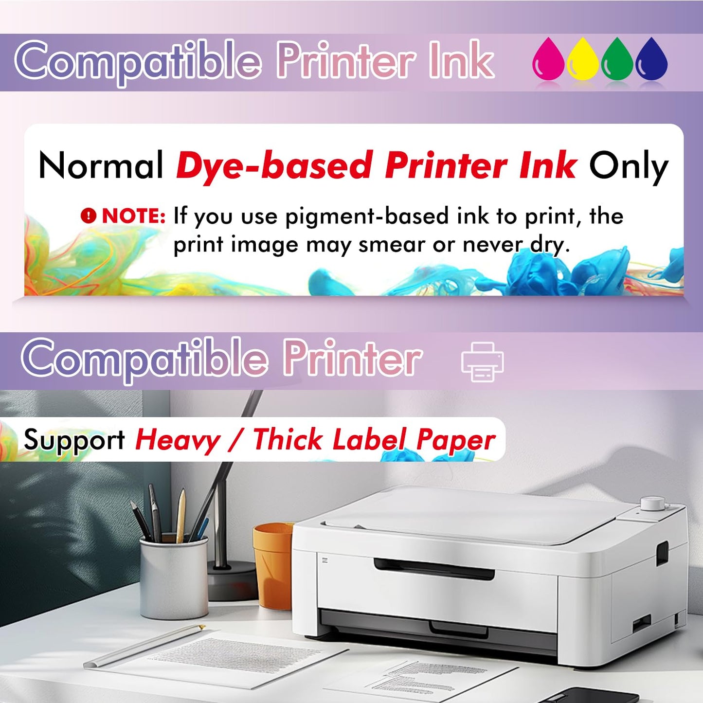 Koala Printable Vinyl Sticker Paper for Inkjet Printers - 100 Sheets Glossy White Waterproof Adhesive Label Paper - 8.5x11 Inch, Tear-Resistant, Removable