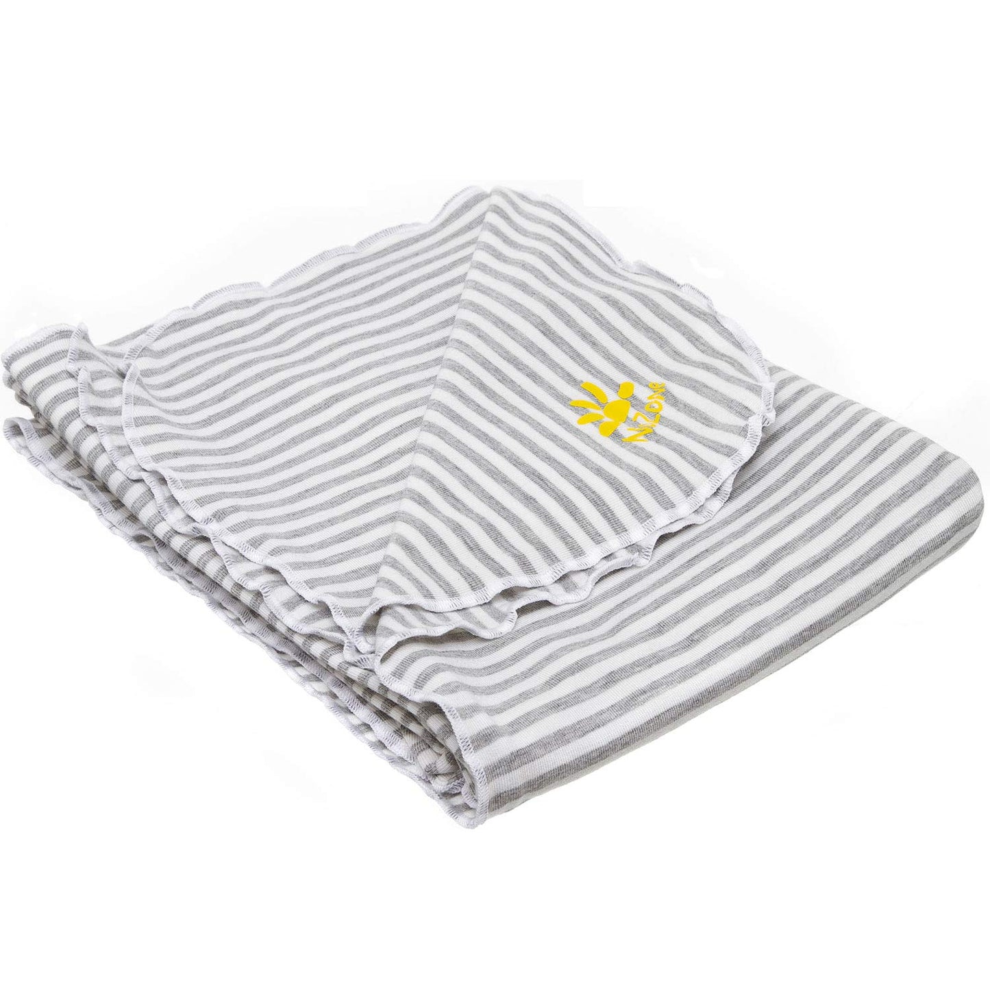Nozone Baby Blanket, Sun Protective, Soft Bamboo, UPF 50+ in White/Grey Stripe