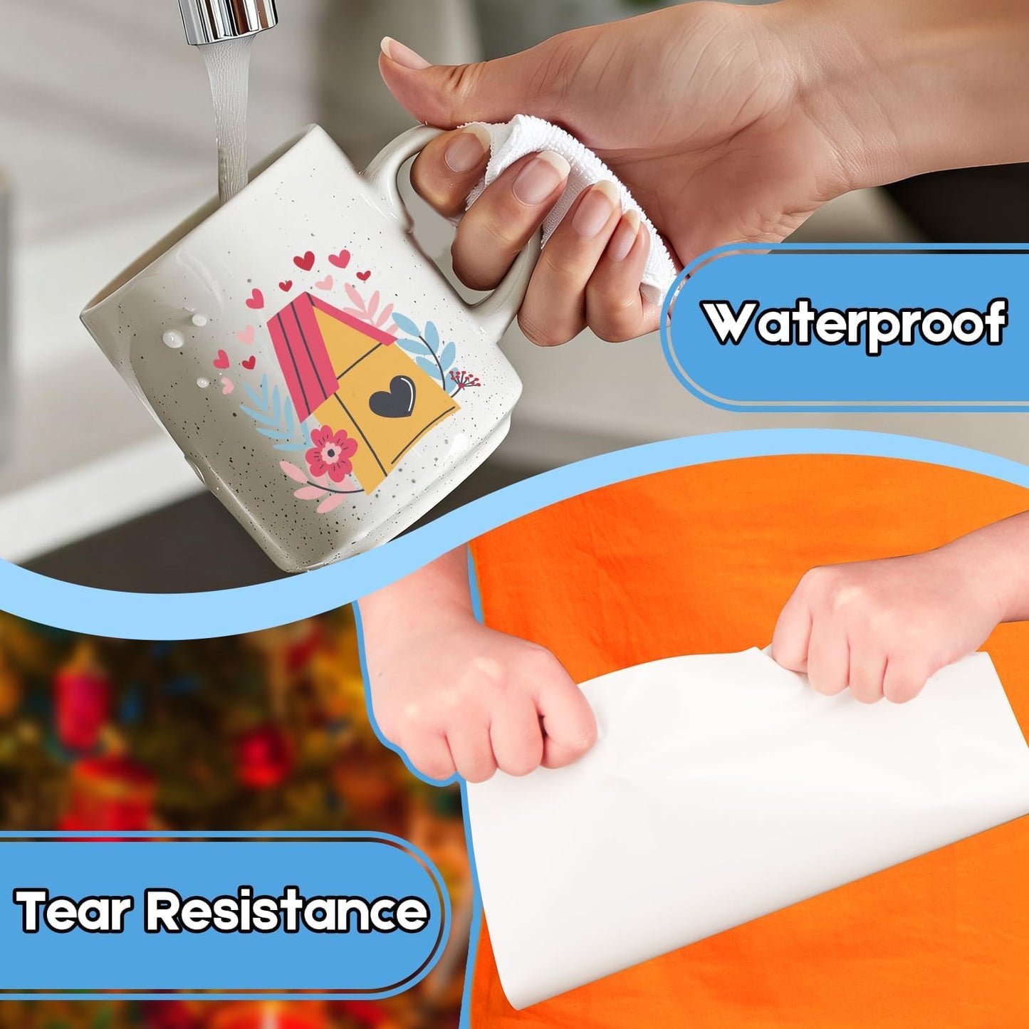 Ruibytree Printable Clear Vinyl Sticker Paper for Inkjet Printers, 60 Sheets Transparent Paper of 8.5x11 DIY Personalized Self-Adhesive Paper that is Tear Resistant, Waterproof Labels, Easy to Cut
