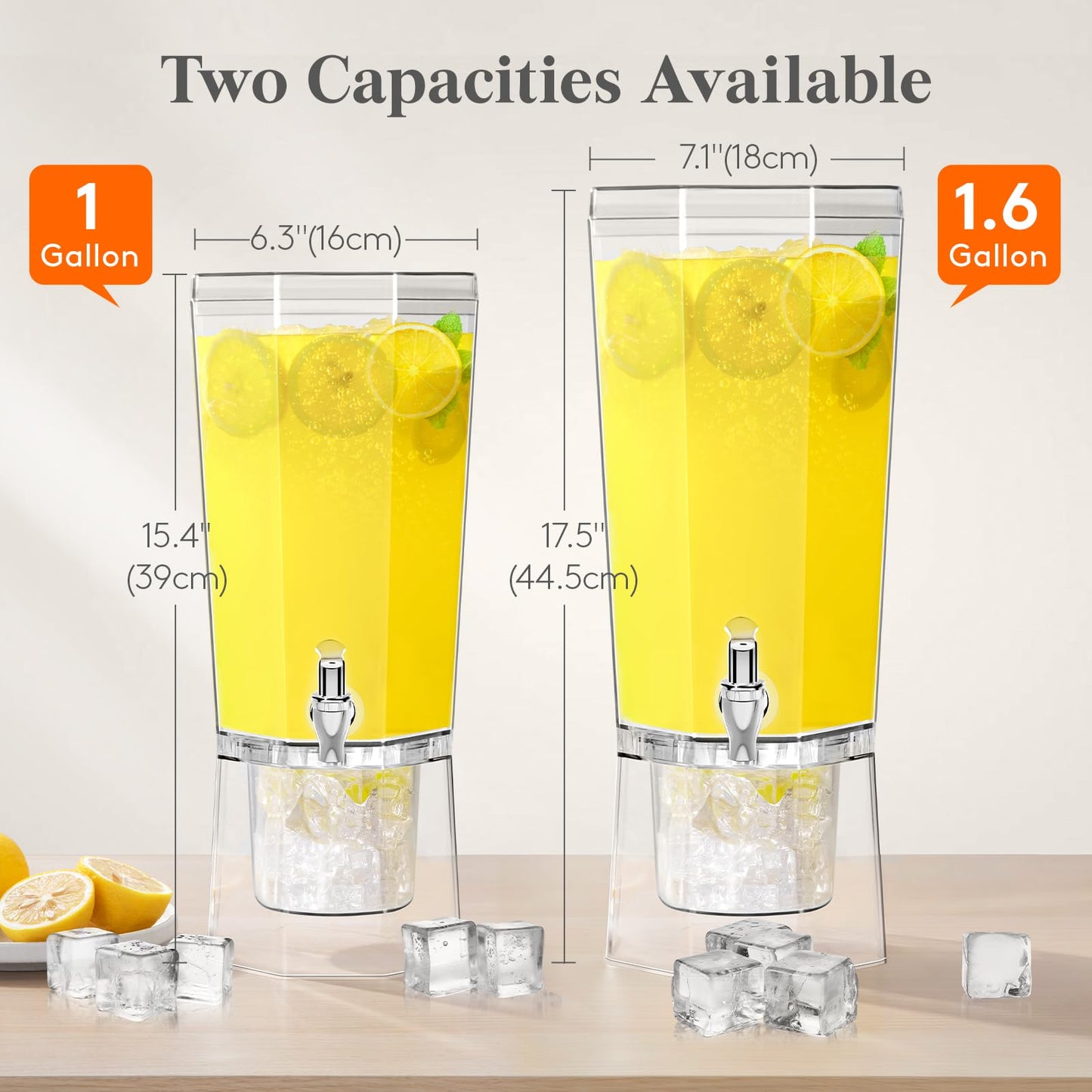 Lifewit 1.6 Gallon Plastic Drink Dispenser for Parties, 6L Clear Beverage Container with Stand for Juice/Tea/Soda, Large Ice Lemonade Dispenser with Spigot, BPA Free Water Pitcher for Fridge