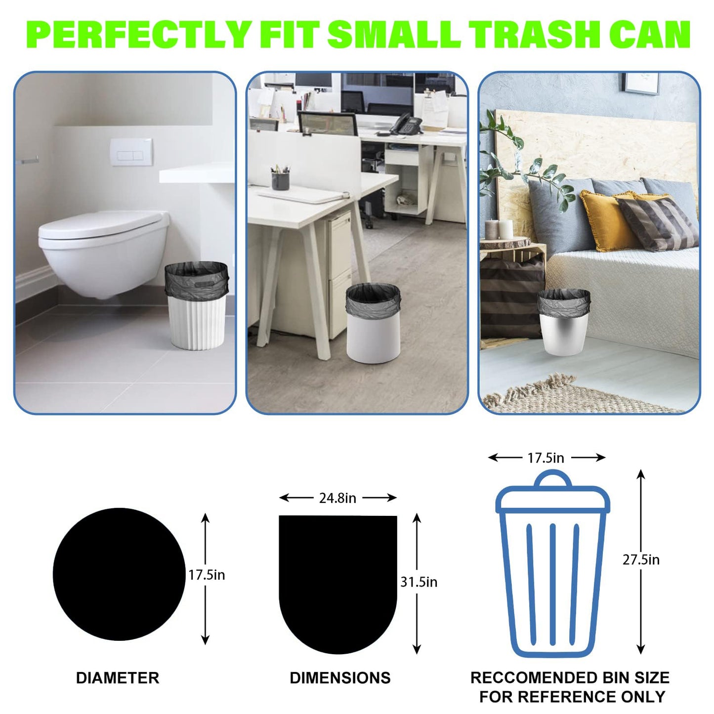 13 Gallon Biodegradable Tall-Kitchen Trash Bags - Black Garbage Bags Large Compostable Unscented 75 Count Recycling Strong Thick Office Waste Basket Liners Bulk Inwaysin