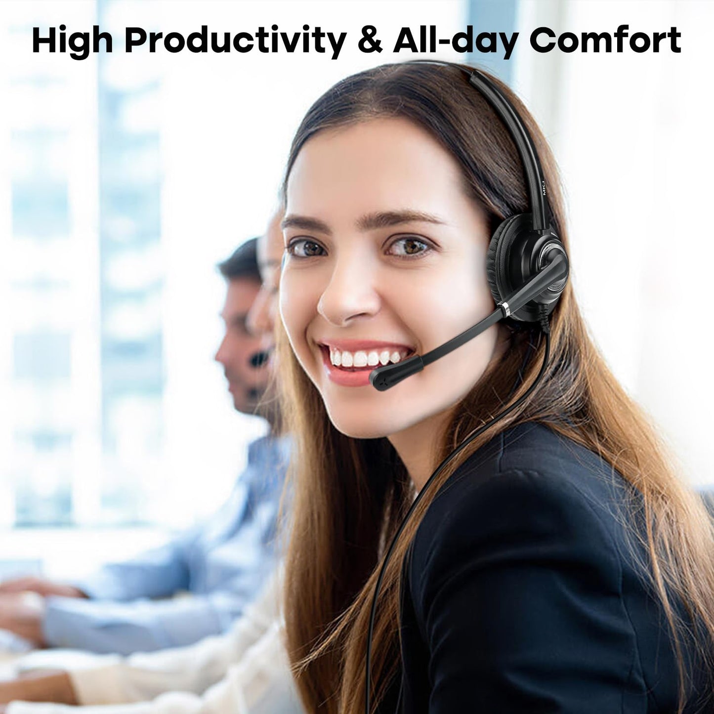MKJ Telephone Headset with Microphone Corded RJ9, Call Center Phone Headset Noise Cancelling for Cisco CP-7821 7861 7931G 7940 7942G 7945G 7960 7961 7961G 7962G 7965G 7975 8811 8861 9951 9971