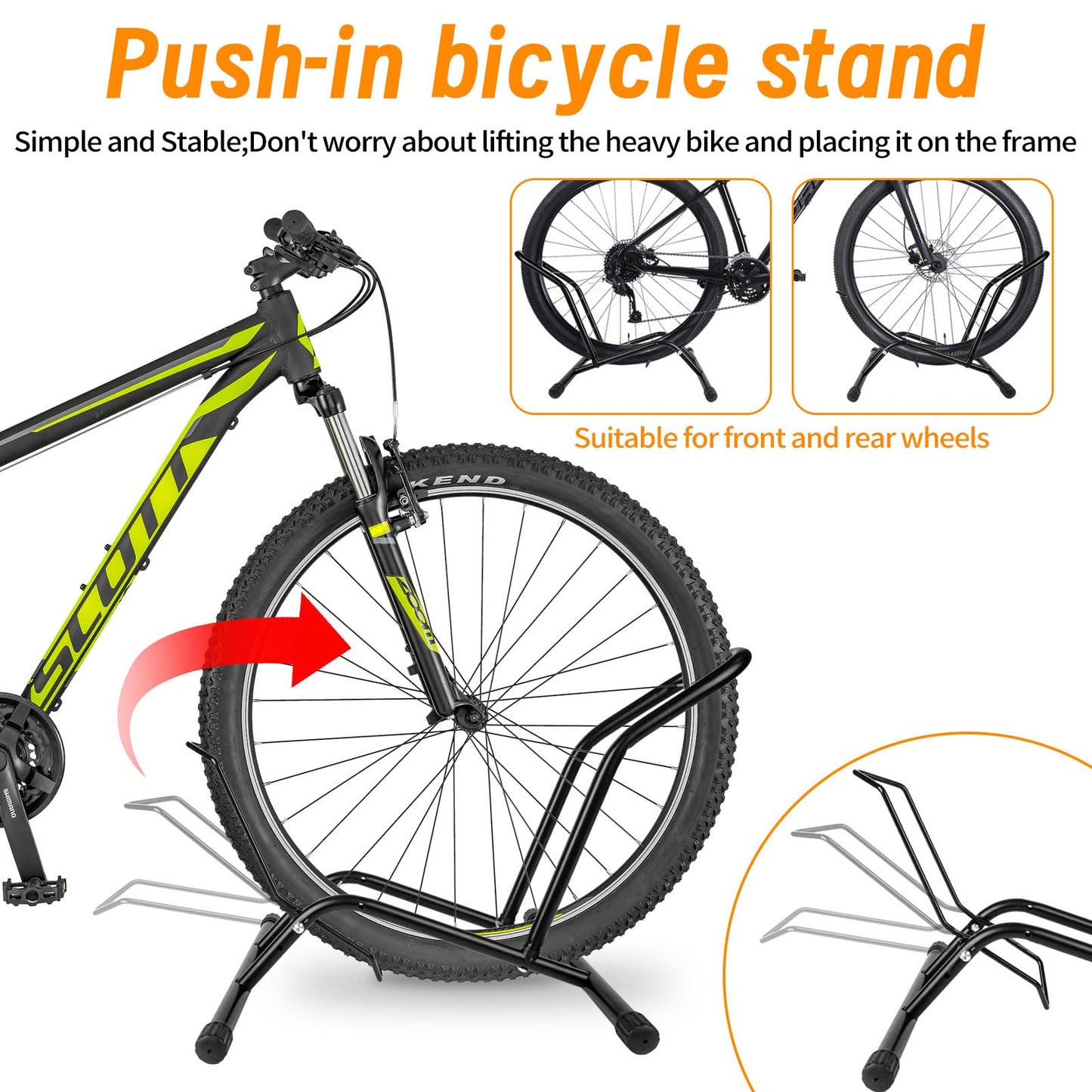 MIDOGAT Bike Stand Floor, Bike Rack Garage Bicycle Stands for Storage with Simple Push-In Lock Design Indoor/Outdoor, Suitable for 16 "-29" Bikes