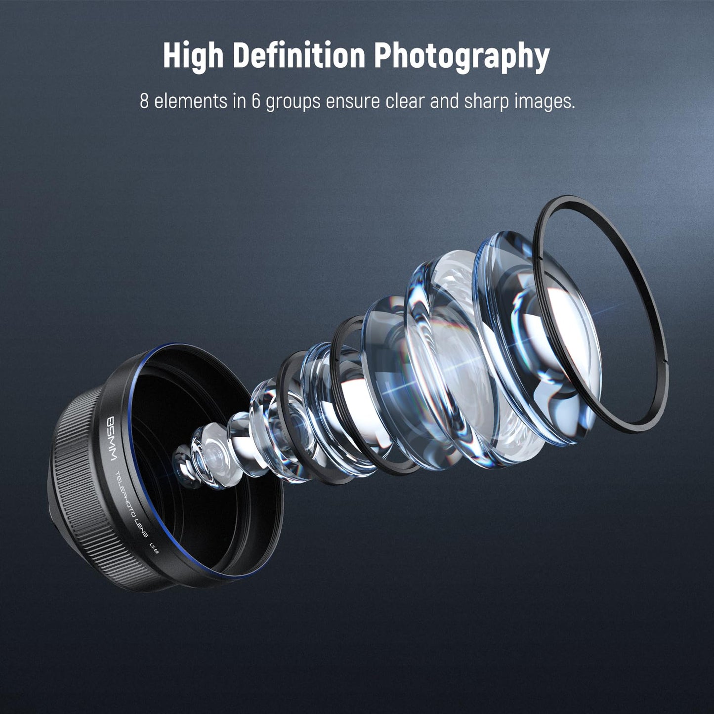 NEEWER HD 85mm Telephoto Phone Lens Only for 17mm Thread Backplate, 2.5X Magnification Compatible with SmallRig Phone Cage NEEWER Case for iPhone Samsung with 17mm Lens Adapter & Lens Hood, LS-59