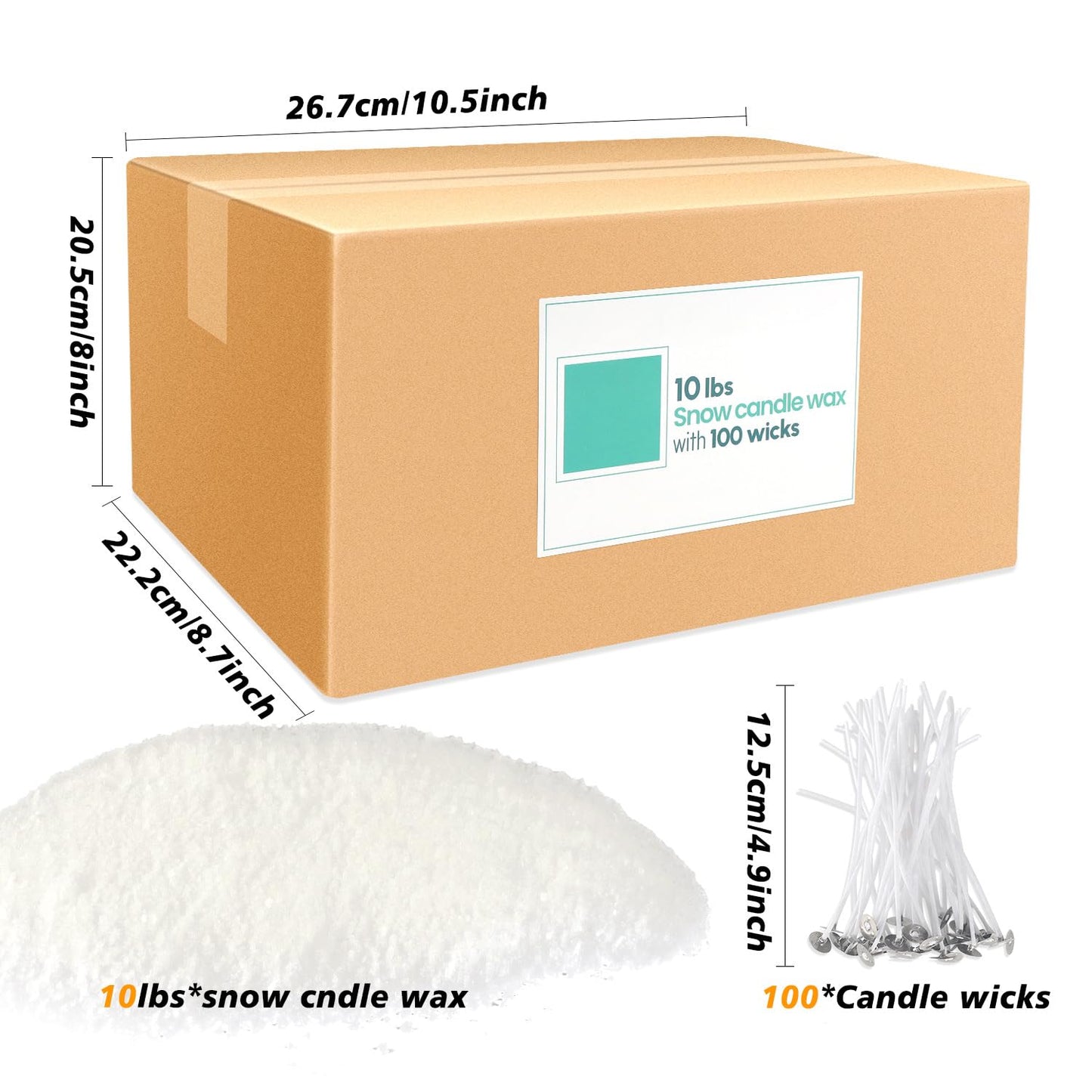 10 lb Natural Pearl Wax Sand DIY Set with 100 Wicks, Reusable, Continuous Burning, Unscented Candle Powder, Designed for Handmade Candles, Wedding Celebrations and Party Decorations.